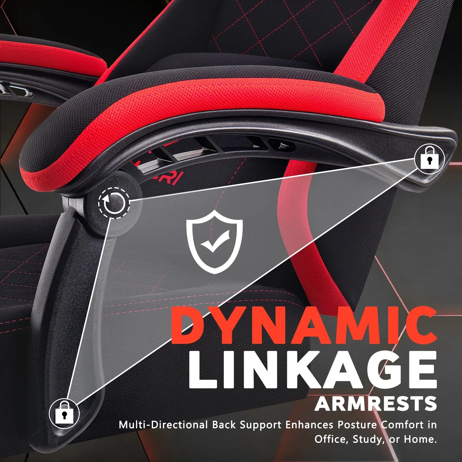 LEMBERI Gaming Chair, Fabric Big and Tall Video Game Chairs for Adults with Footrest,Racing Style Ergonomic Computer Gamer Chair with Headrest and Lumbar Support - Image 9