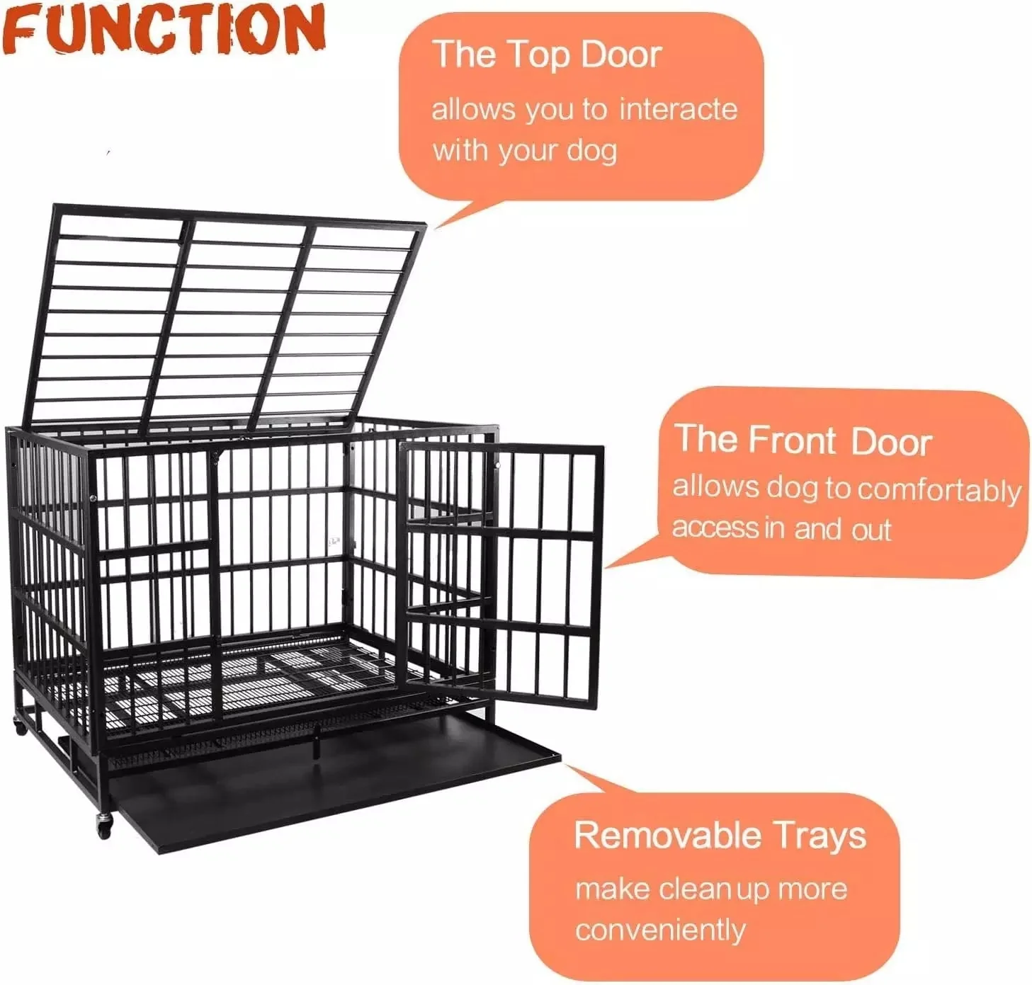 LEMBERI 48/38 inch Heavy Duty Indestructible Metal Dog Crate DC01 - Image 19