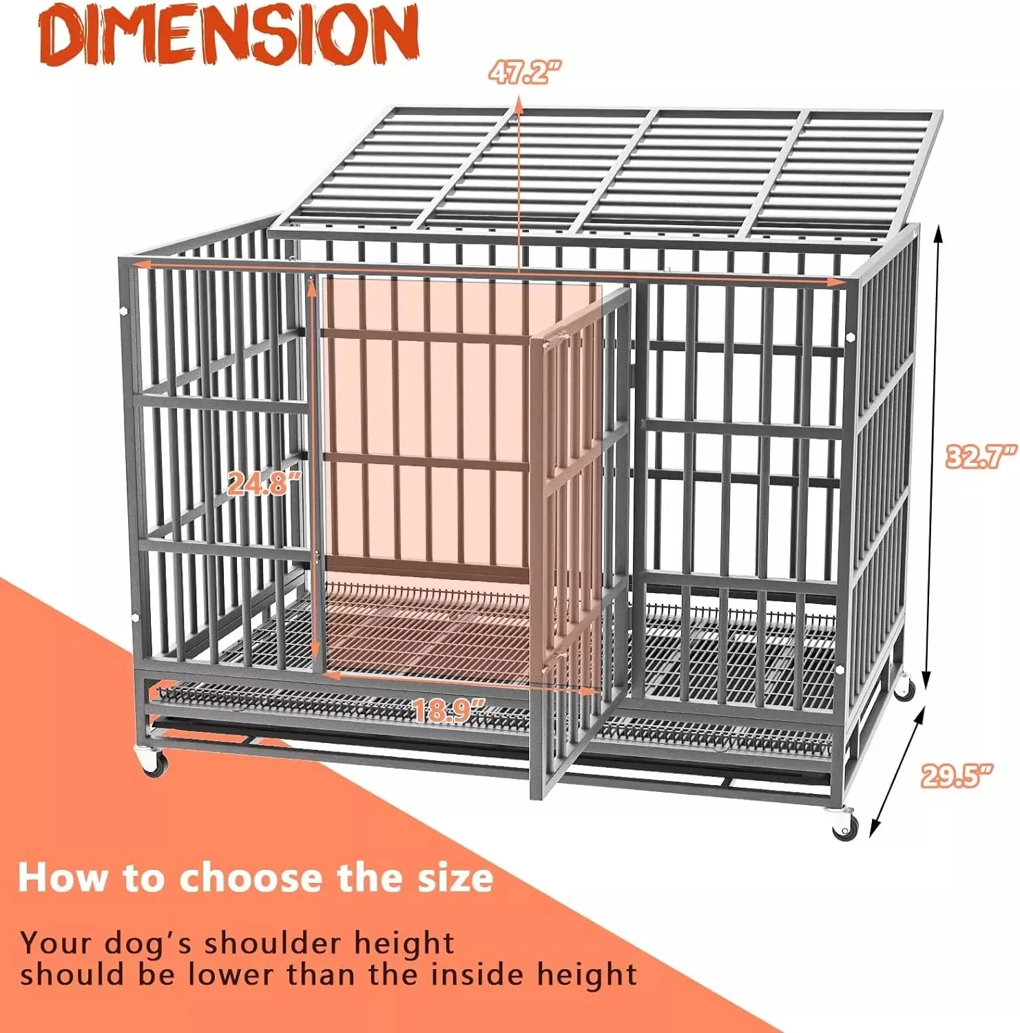 LEMBERI 48/38 inch Heavy Duty Indestructible Metal Dog Crate DC01 - Image 40