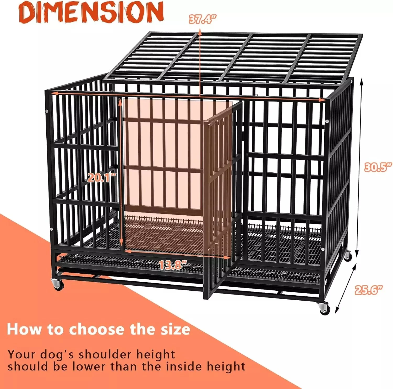 LEMBERI 48/38 inch Heavy Duty Indestructible Metal Dog Crate DC01 - Image 7