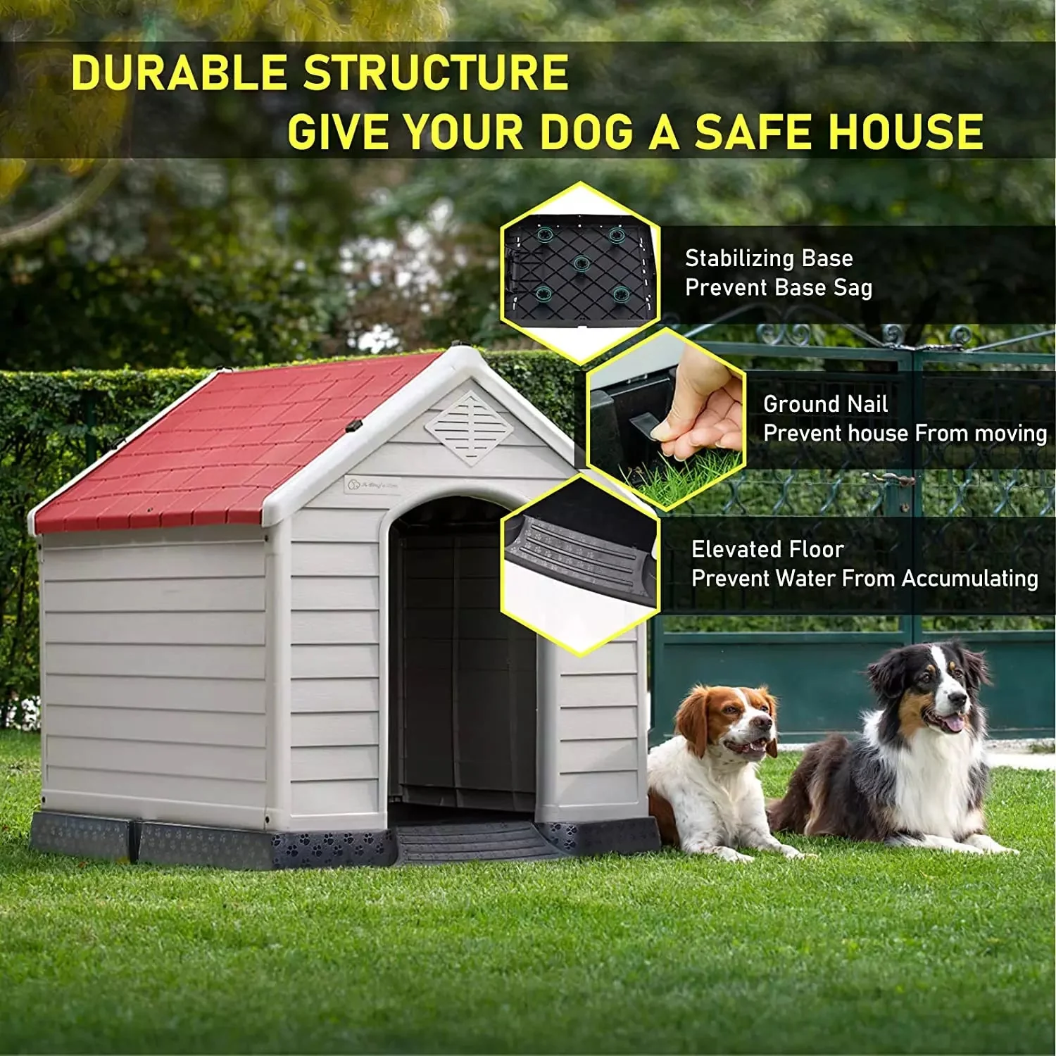 LEMBERI Indoor/Outdoor Durable Dog House with Air Vents and Elevated Floor DH01 - Image 20