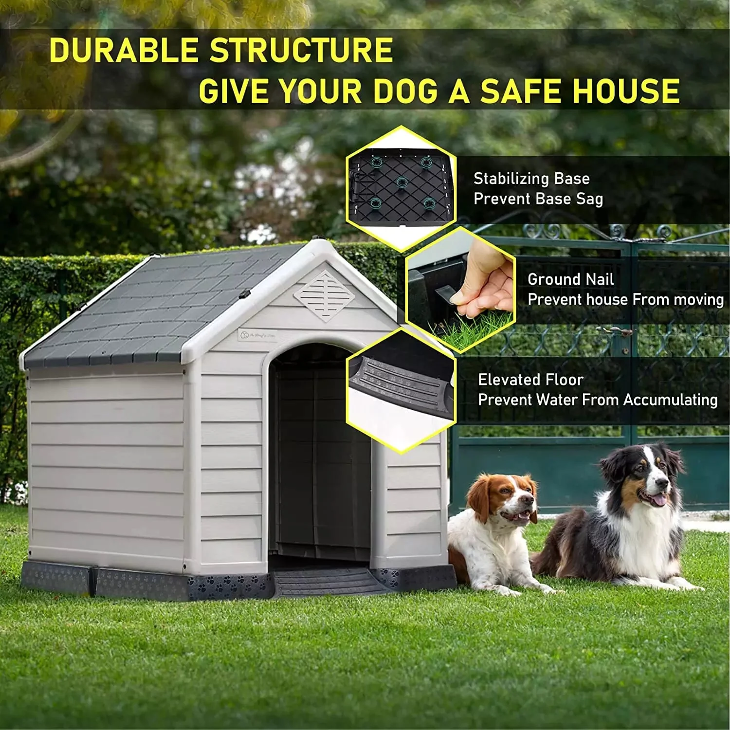 LEMBERI Indoor/Outdoor Durable Dog House with Air Vents and Elevated Floor DH01 - Image 36
