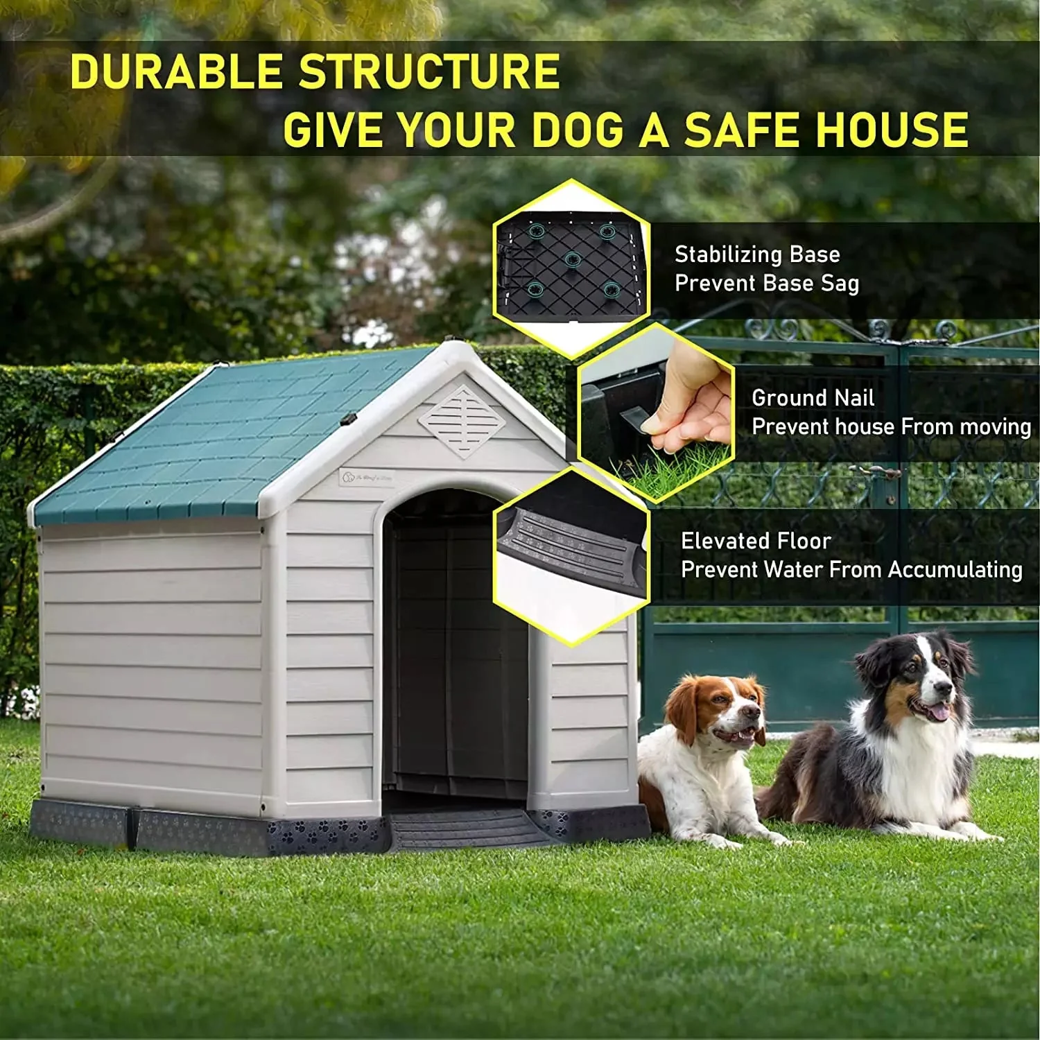 LEMBERI Indoor/Outdoor Durable Dog House with Air Vents and Elevated Floor DH01 - Image 4