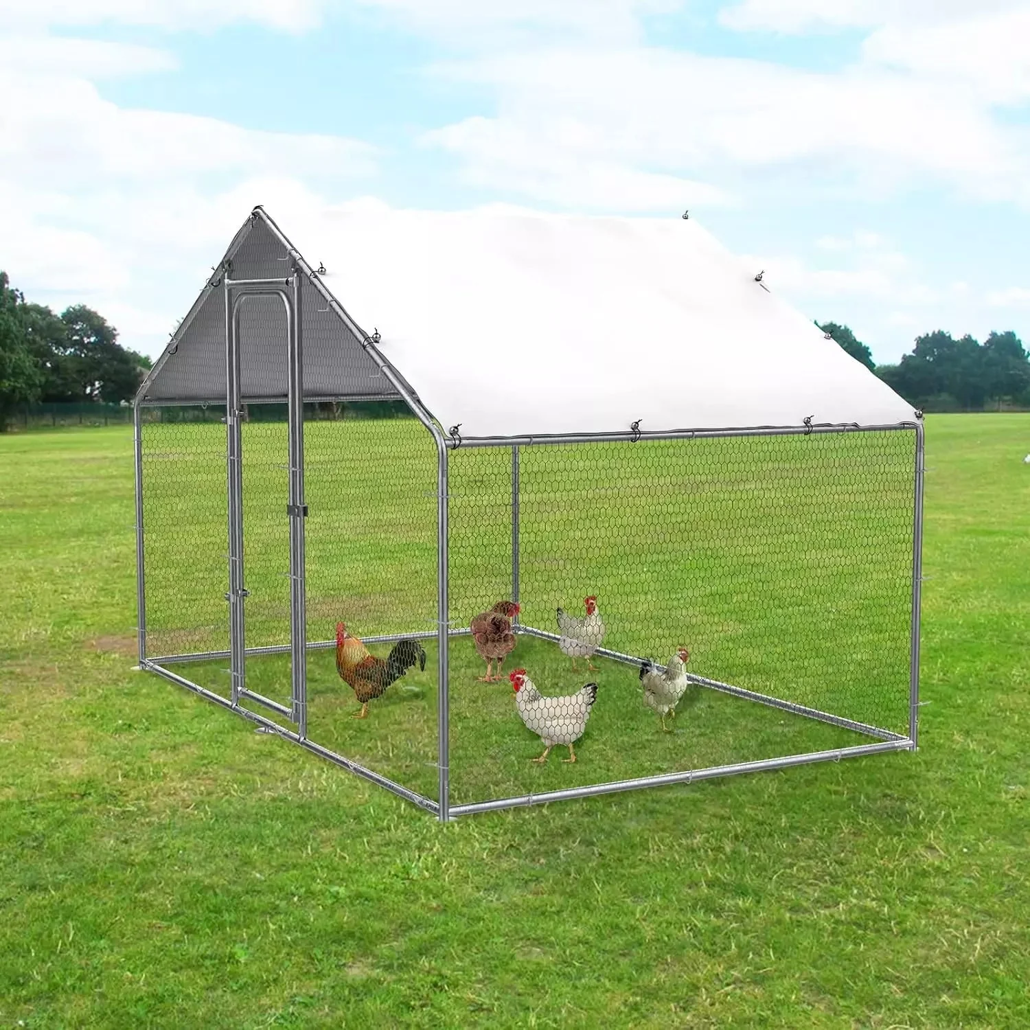 LEMBERI Large Metal Chicken Coop with Waterproof and Anti-UV Cover CC01 - Image 6