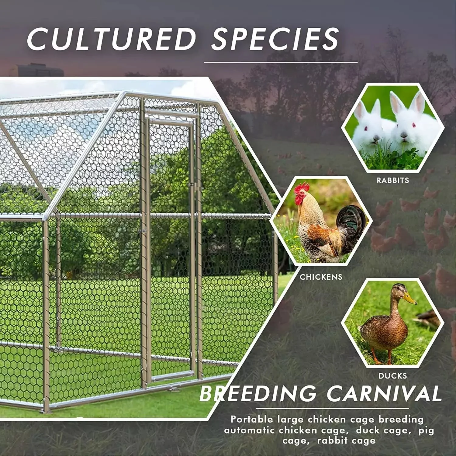 LEMBERI Large Metal Chicken Coop with Waterproof and Anti-UV Cover CC02 - Image 11