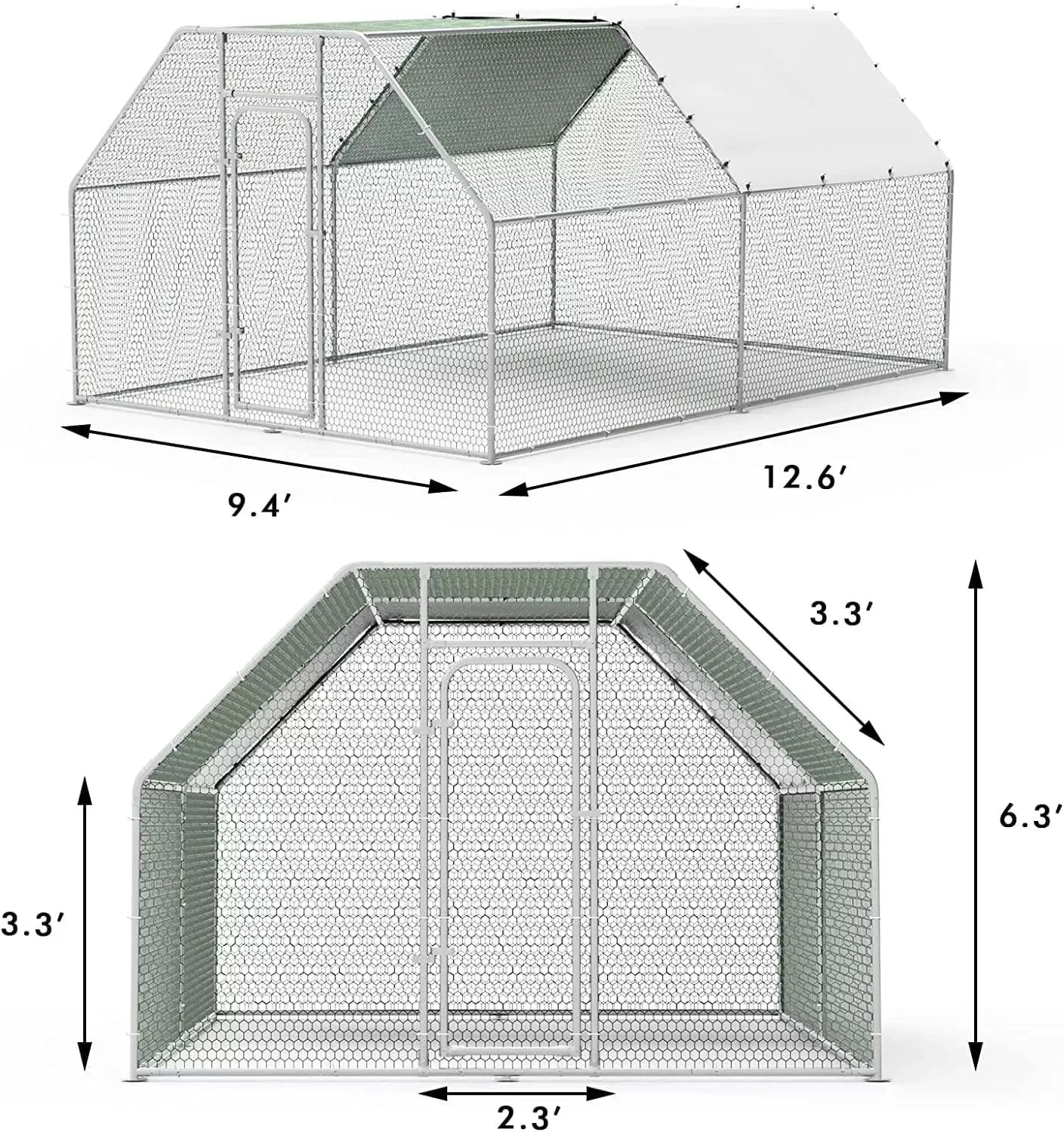 LEMBERI Large Metal Chicken Coop with Waterproof and Anti-UV Cover CC02 - Image 13