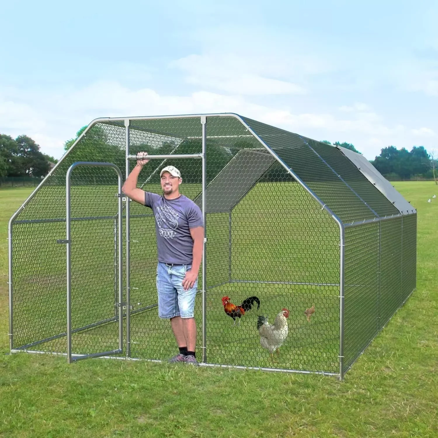 LEMBERI Large Metal Chicken Coop with Waterproof and Anti-UV Cover CC02 - Image 17