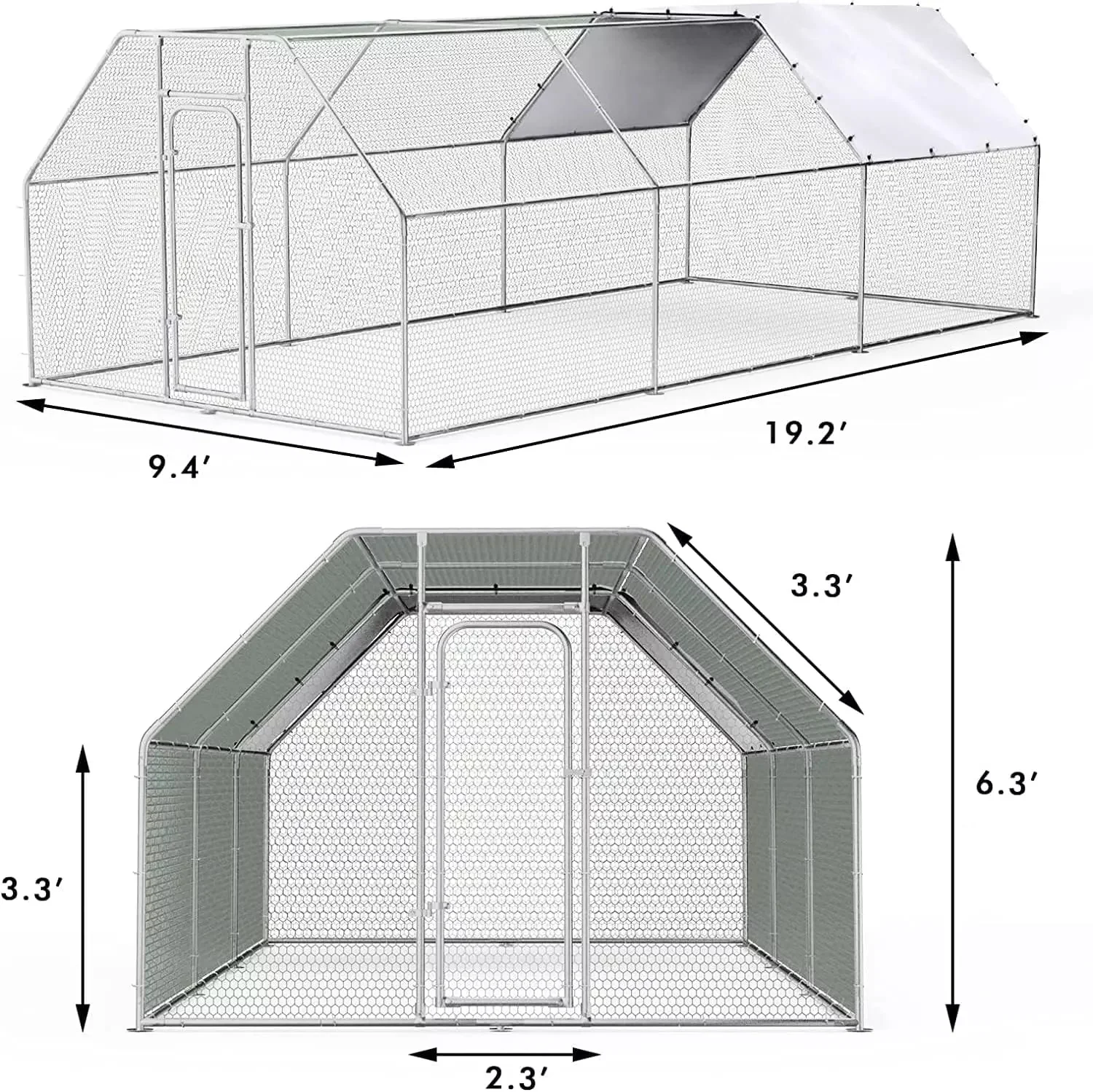 LEMBERI Large Metal Chicken Coop with Waterproof and Anti-UV Cover CC02 - Image 21