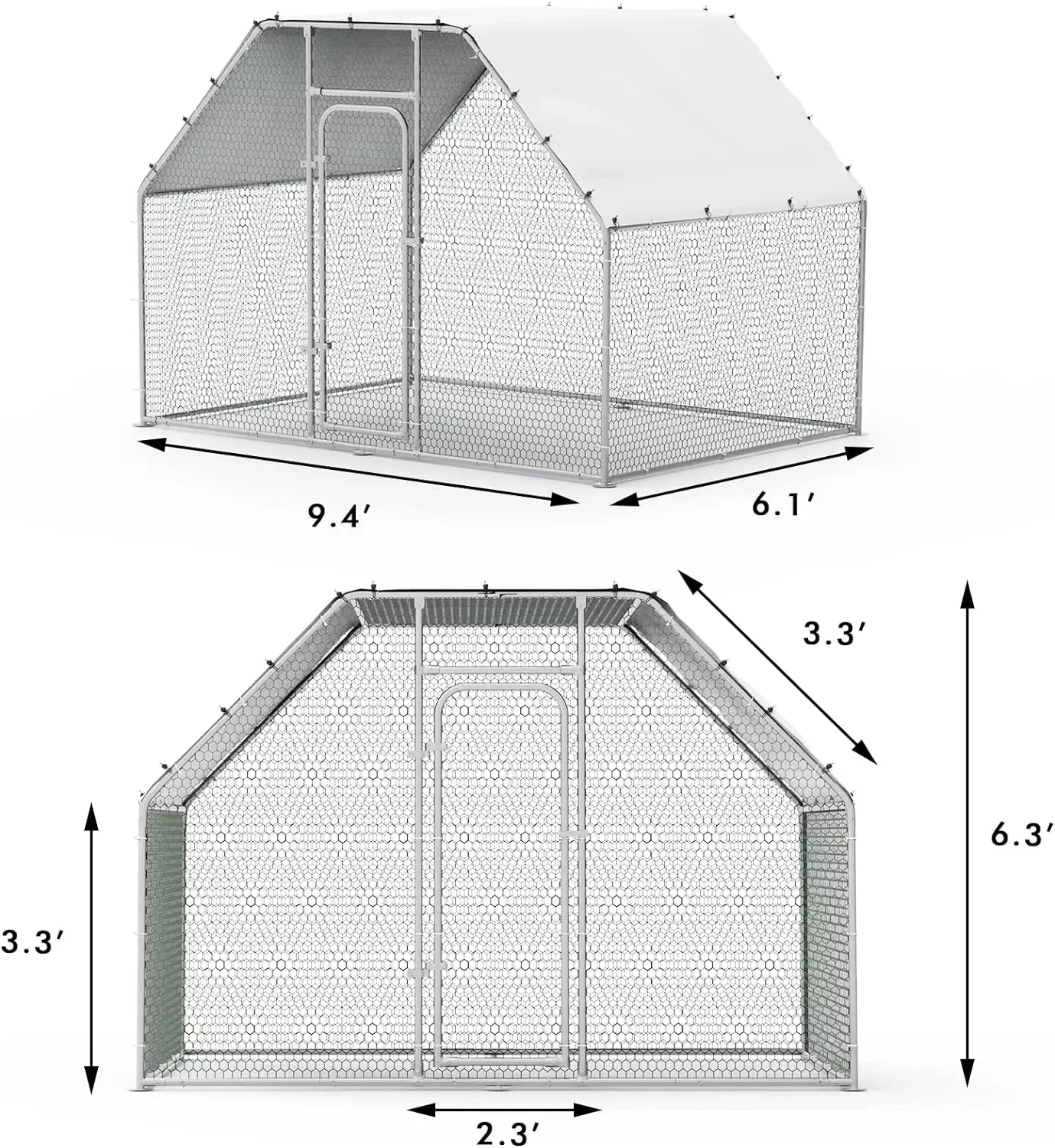LEMBERI Large Metal Chicken Coop with Waterproof and Anti-UV Cover CC02 - Image 6