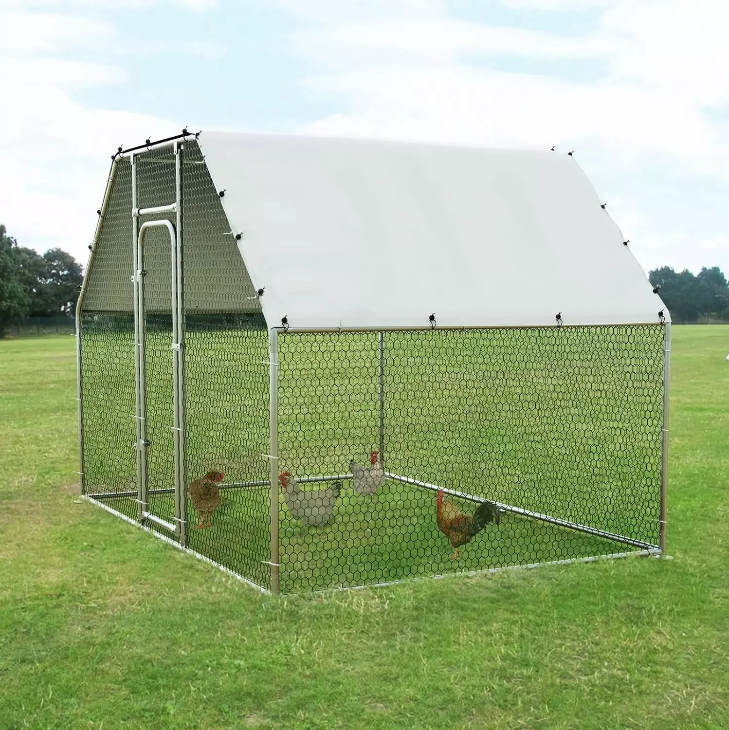 LEMBERI Large Metal Chicken Coop with Waterproof and Anti-UV Cover CC02 - Image 8