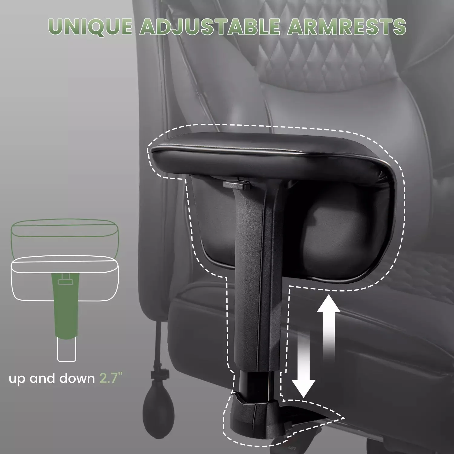OFIKA Big and Tall Office Chair 600LBS,High Back Executive Desk Chair with Footrest,135°Recline,Executive Ergonomic Office Chair with Air Cushion Lumbar Support and with Adjustable Lift Armrest - Image 4
