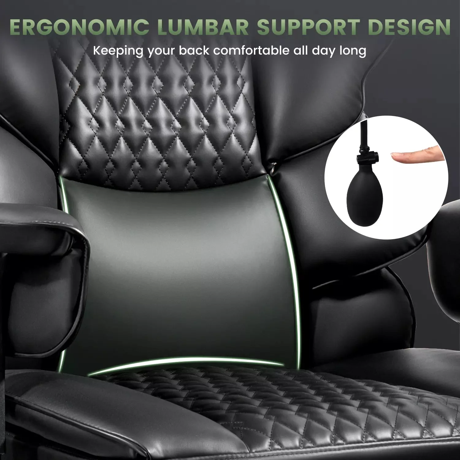 OFIKA Big and Tall Office Chair 600LBS,High Back Executive Desk Chair with Footrest,135°Recline,Executive Ergonomic Office Chair with Air Cushion Lumbar Support and with Adjustable Lift Armrest - Image 6