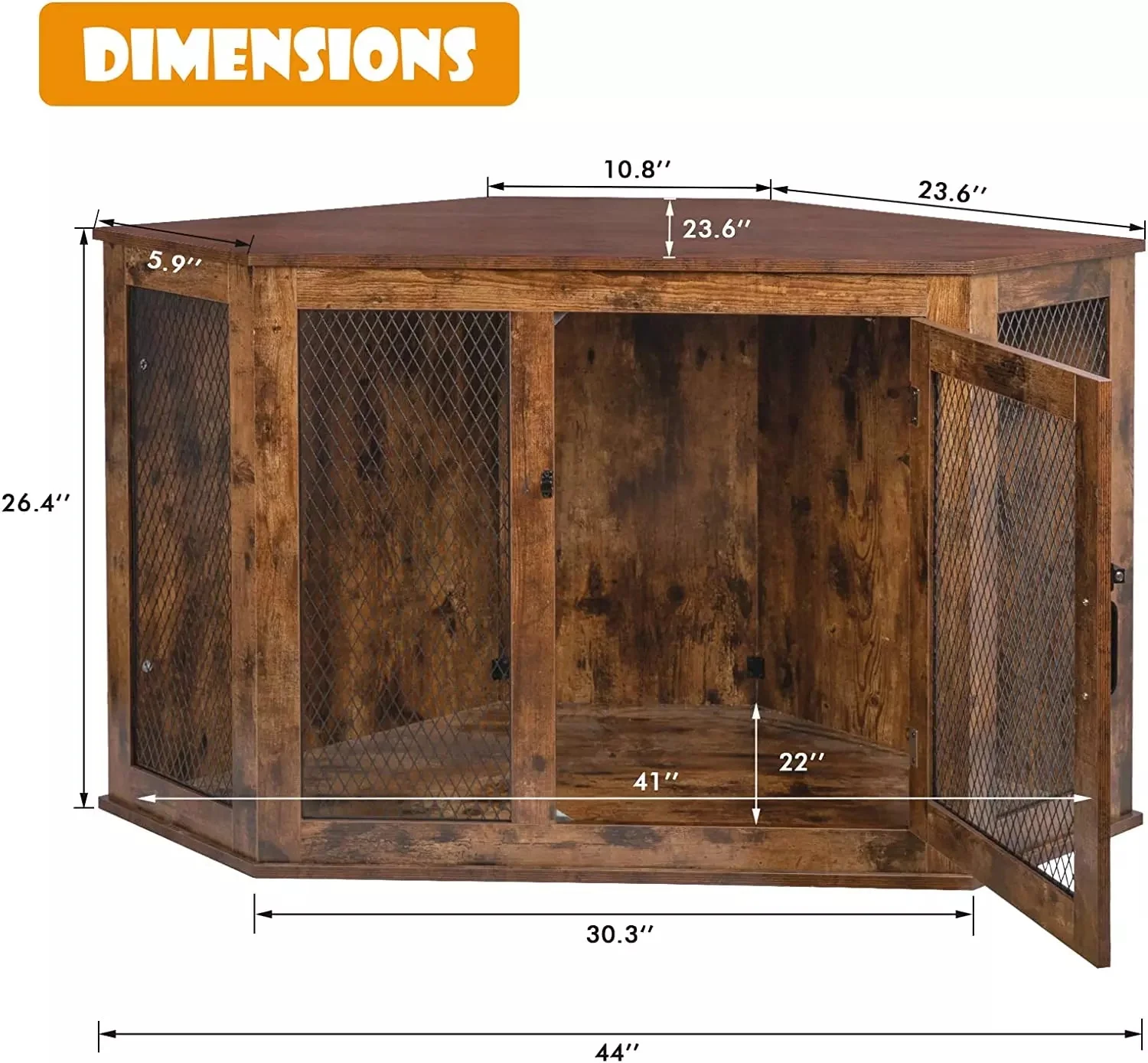OFIKA Corner Dog Crate Furniture with Metal Mesh DH02 - Image 7