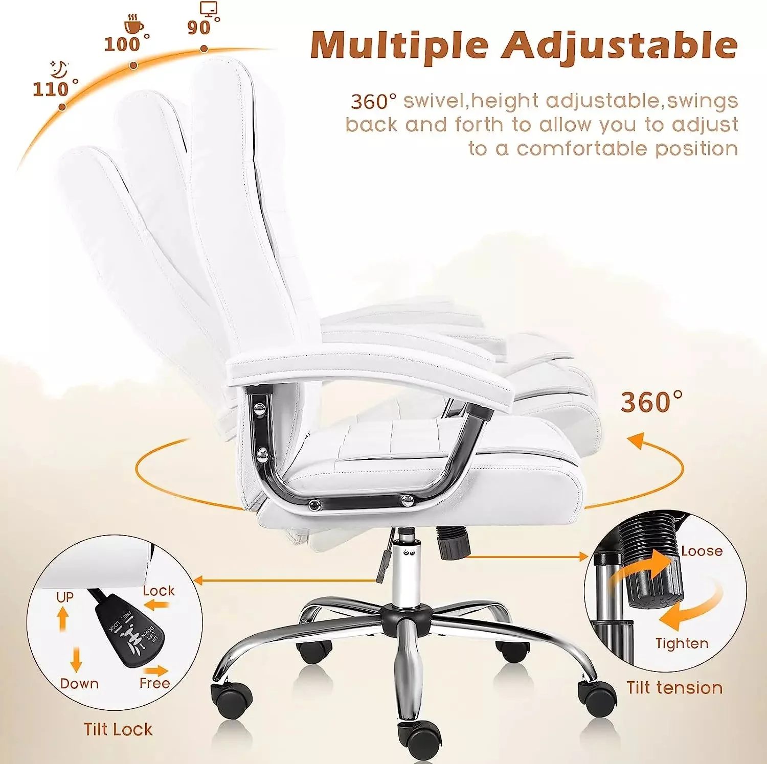 OFIKA Home Office Chair with Spring Cushion,400LBS High Back Executive Office Chair - Image 19