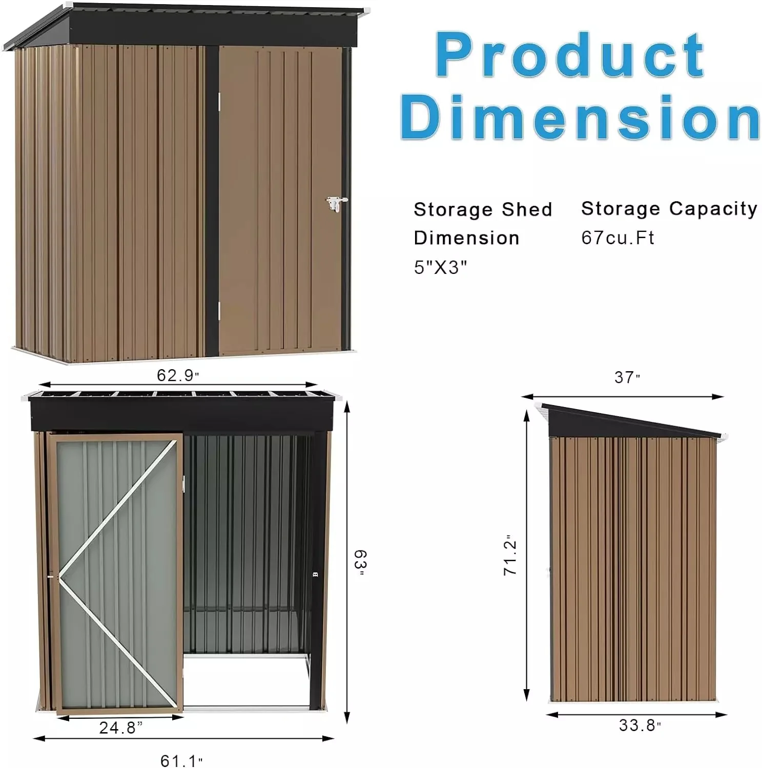 VITESSE Outdoor Storage Metal Shed House with Single Lockable Door - Image 13