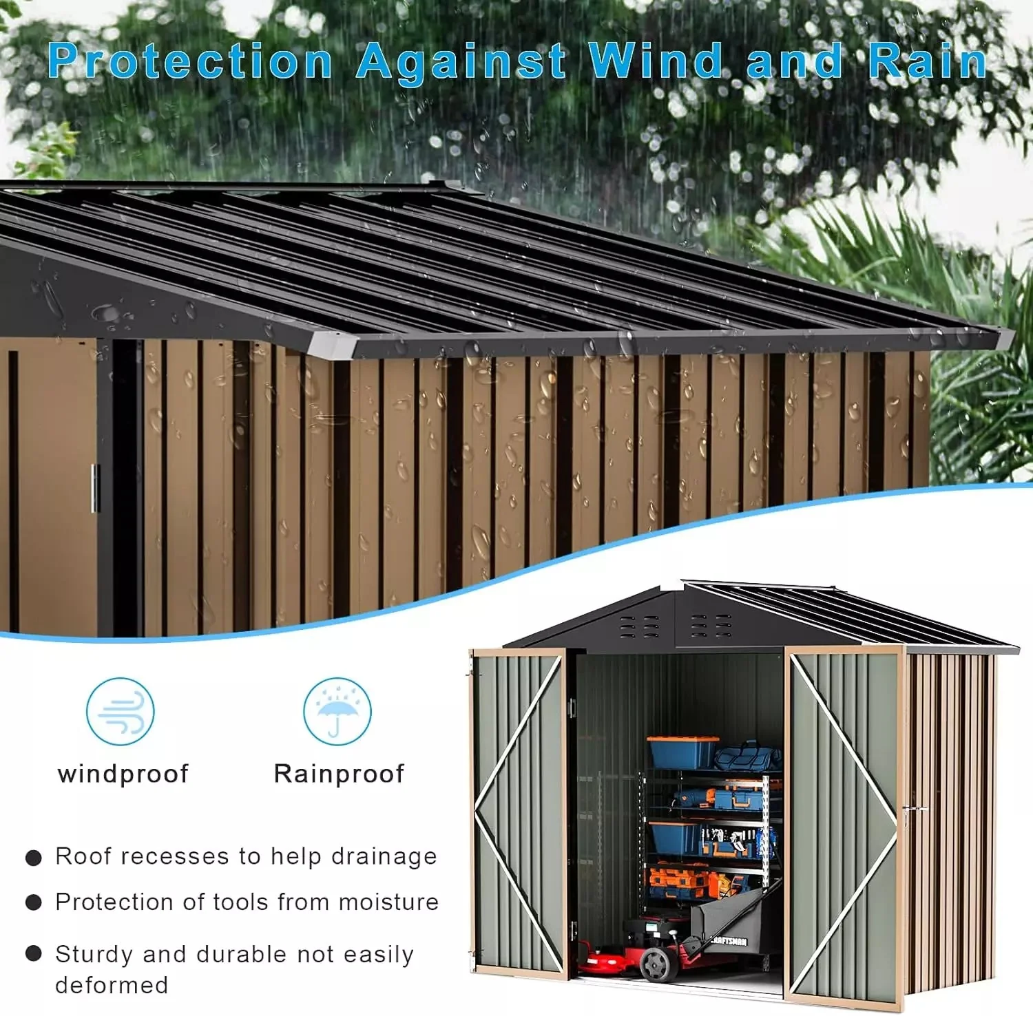 VITESSE Outdoor Storage Metal Shed House with Single Lockable Door - Image 18