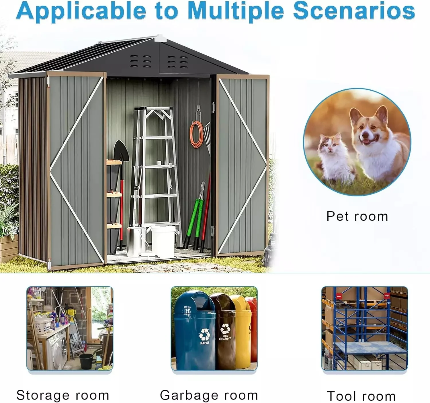 VITESSE Outdoor Storage Metal Shed House with Single Lockable Door - Image 26
