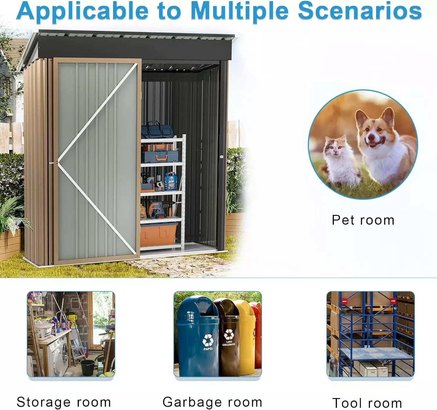 VITESSE Outdoor Storage Metal Shed House with Single Lockable Door - Image 4