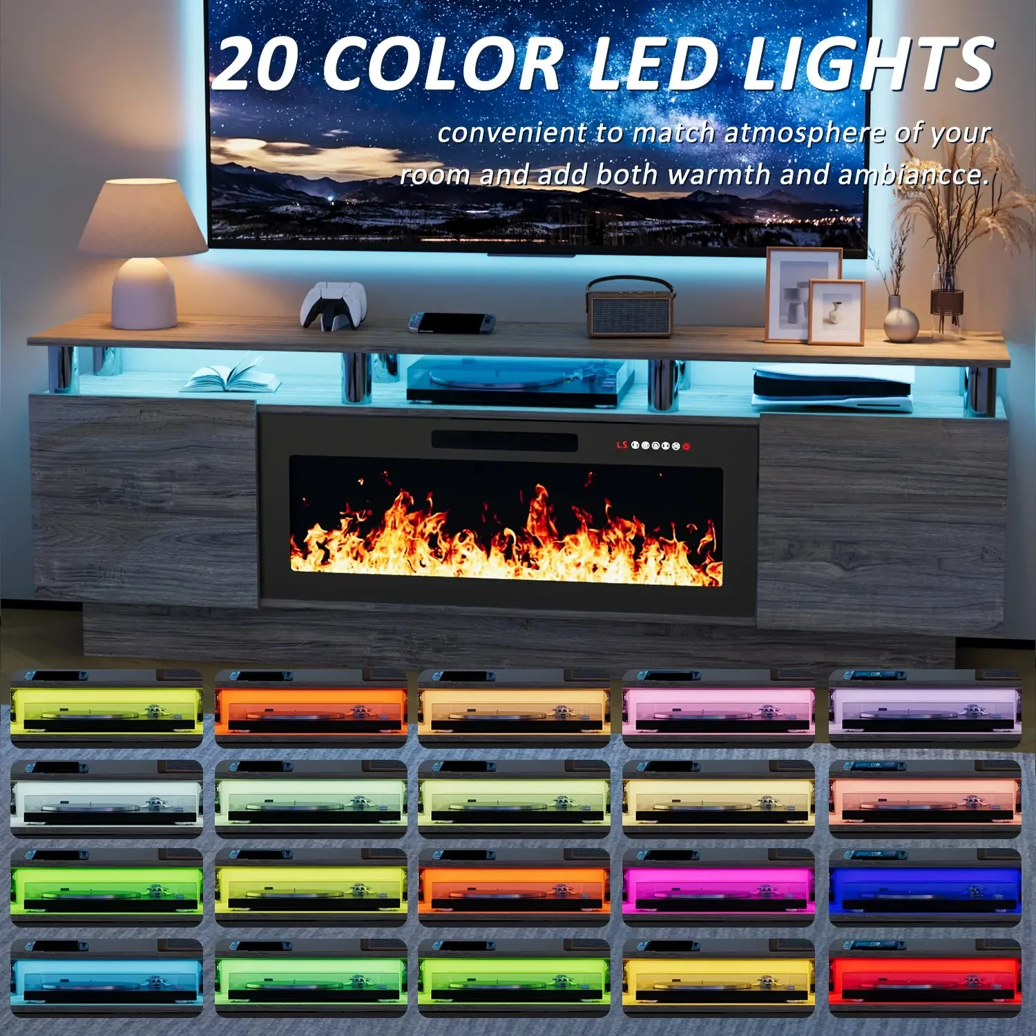 BOSSIN 70 Inches Fireplace TV Stand for TVs up to 80 Inches Console with 36'' Electric Fireplace - Image 20