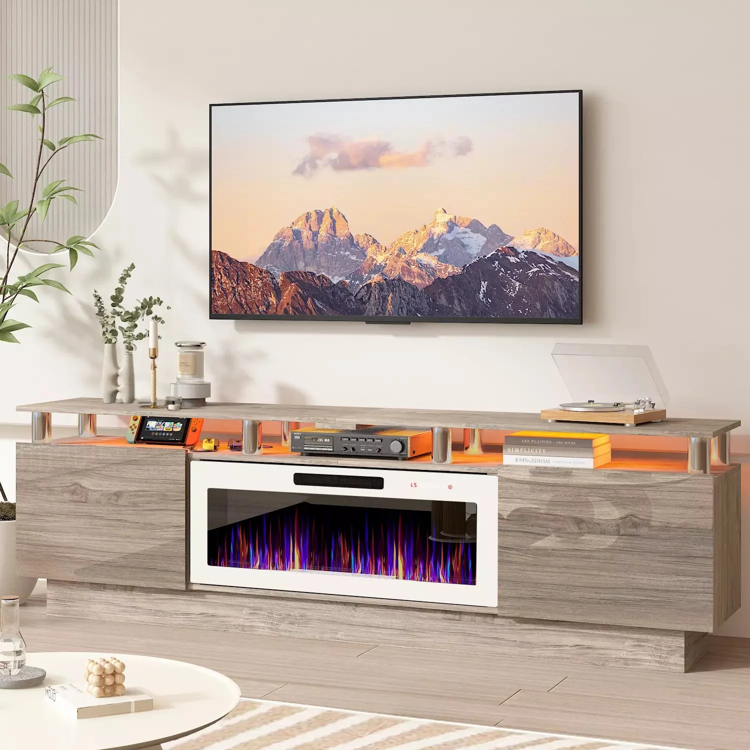 BOSSIN 70 Inches Fireplace TV Stand for TVs up to 80 Inches Console with 36'' Electric Fireplace - Image 39