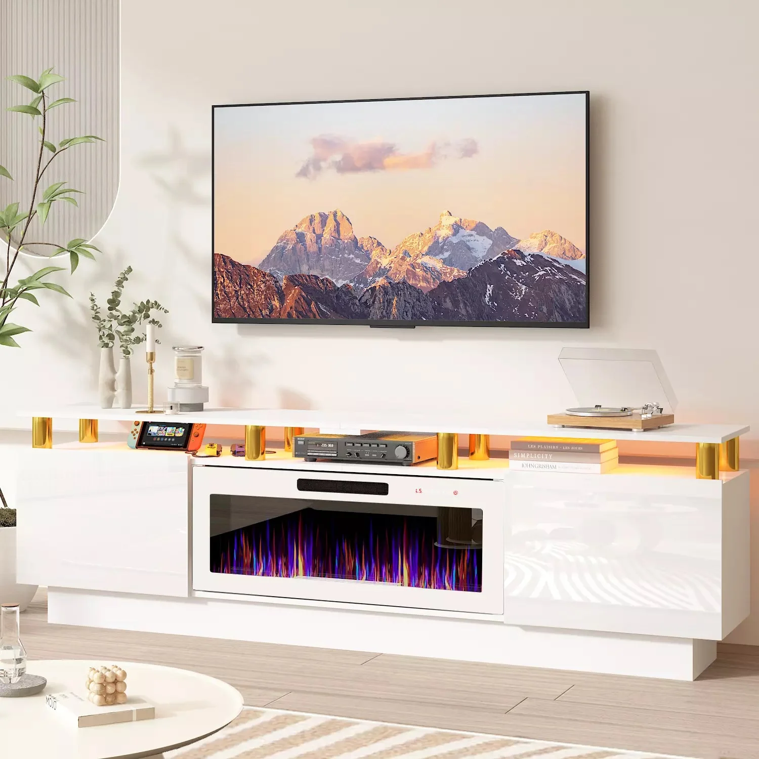 BOSSIN 70 Inches Fireplace TV Stand for TVs up to 80 Inches Console with 36'' Electric Fireplace - Image 40