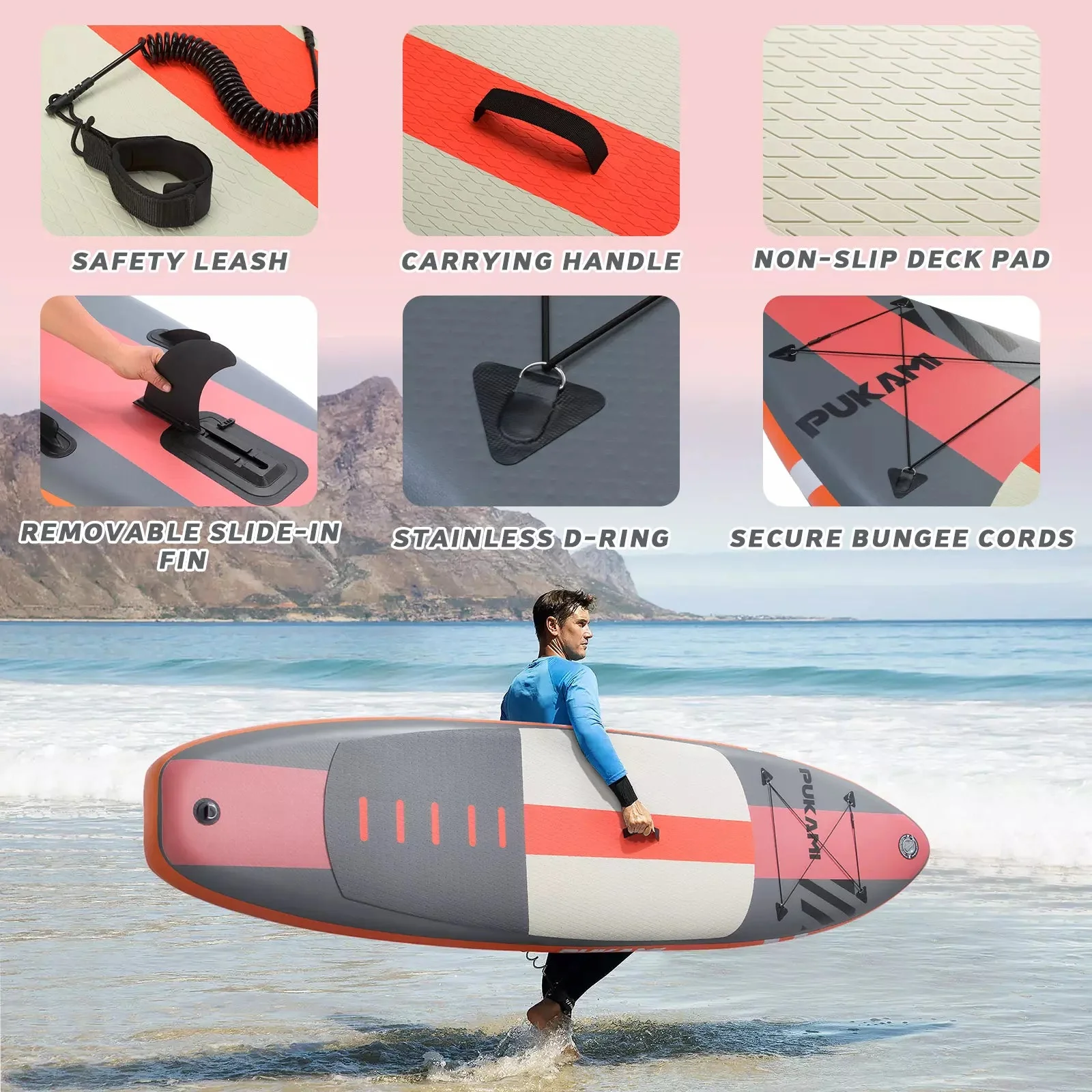 PUKAMI 10'6" Inflatable Stand Up Paddle Board with Premium SUP Paddle Board - Image 17