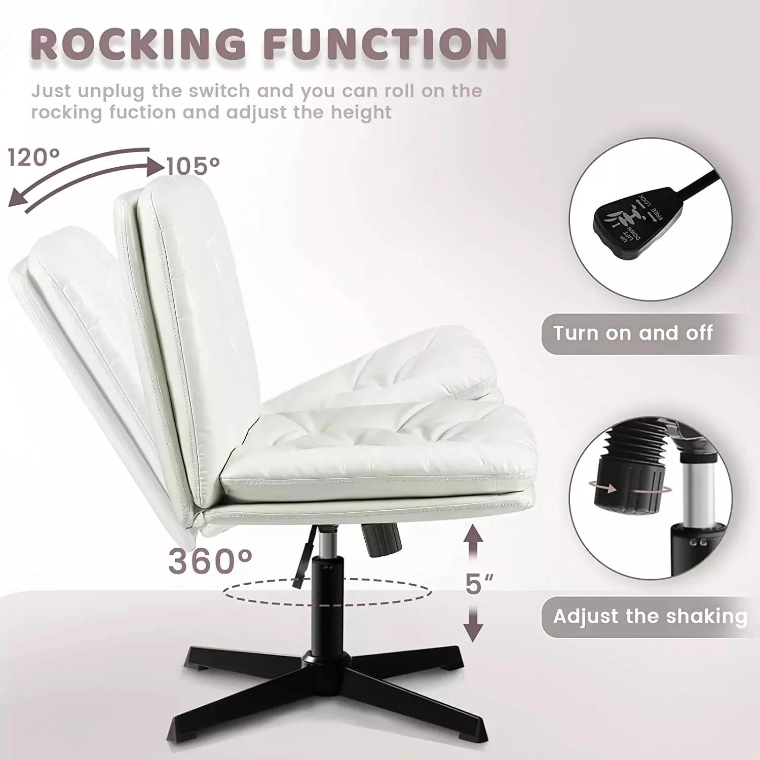 PUKAMI Armless Home Office Desk Chair No Wheels, PU Leather Upholstered Mid-Back Vanity Task Chair - Image 12