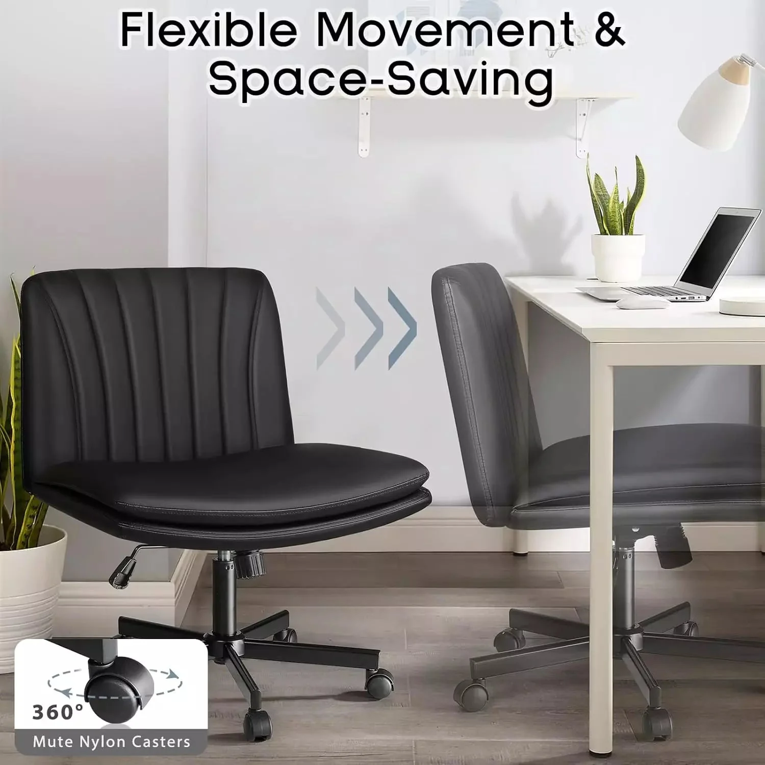 PUKAMI Criss Cross Chair with Wheels,Armless Cross Legged Office Desk Chair - Image 18