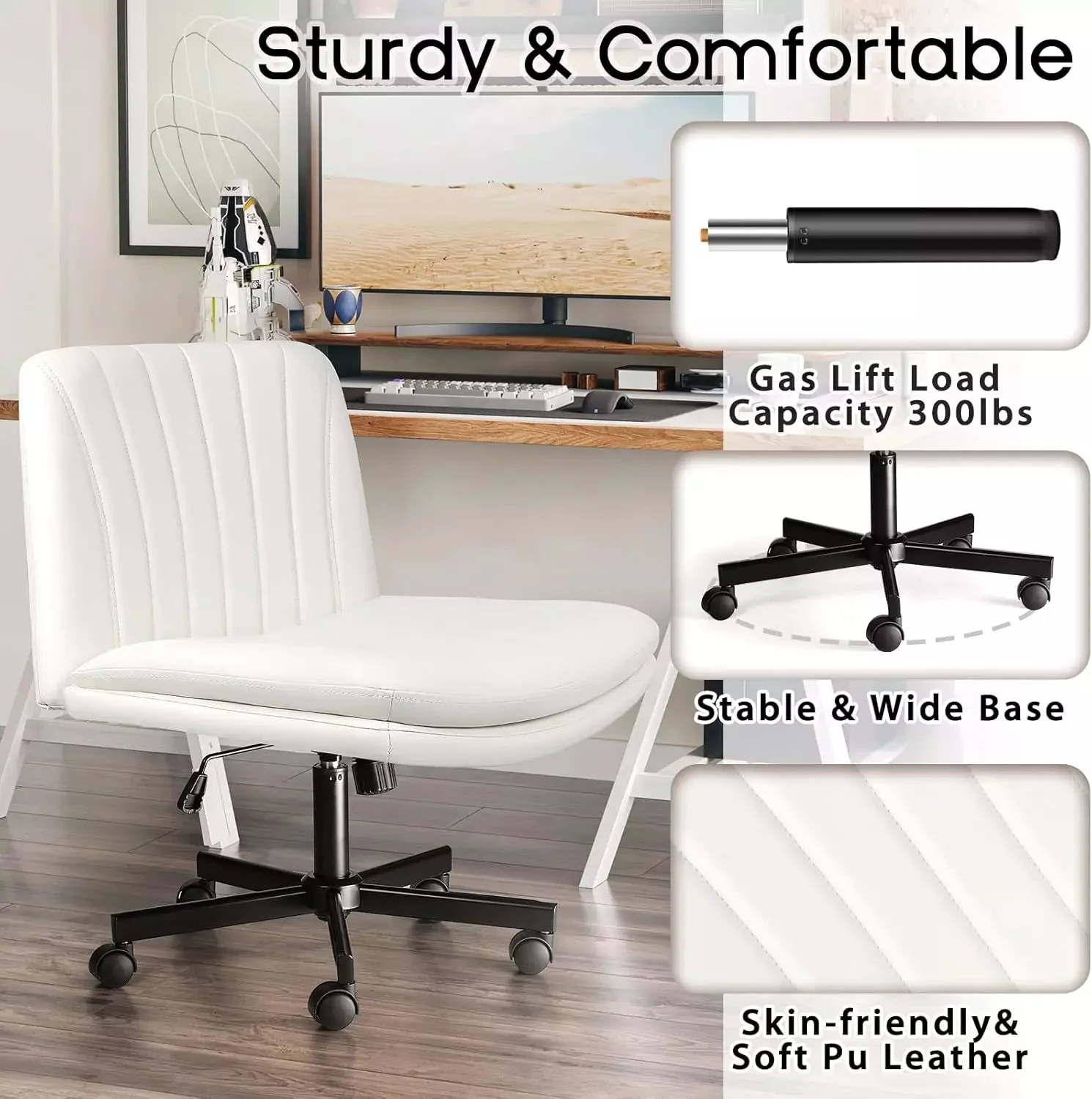 PUKAMI Criss Cross Chair with Wheels,Armless Cross Legged Office Desk Chair - Image 26