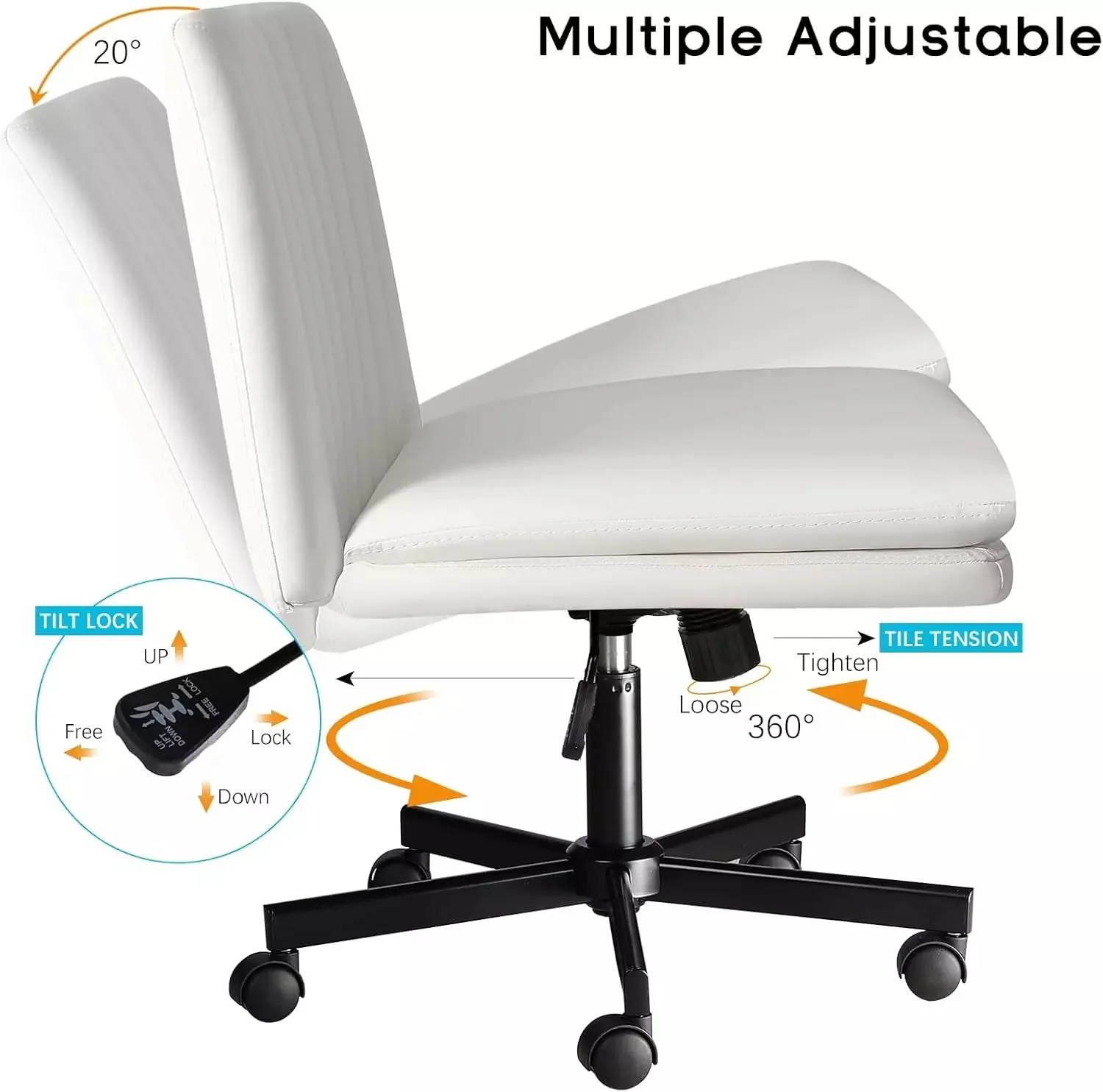 PUKAMI Criss Cross Chair with Wheels,Armless Cross Legged Office Desk Chair - Image 28