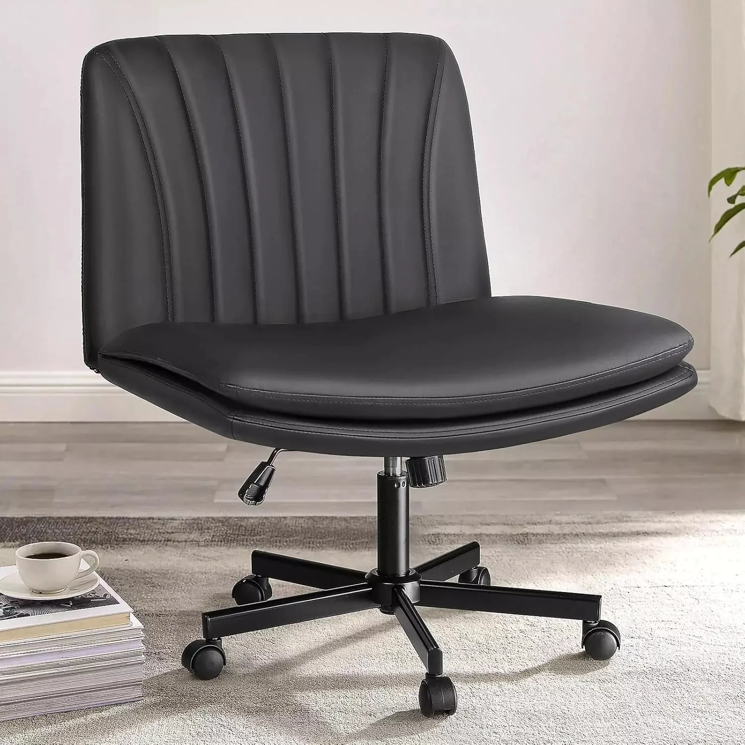 PUKAMI Criss Cross Chair with Wheels,Armless Cross Legged Office Desk Chair - Image 8