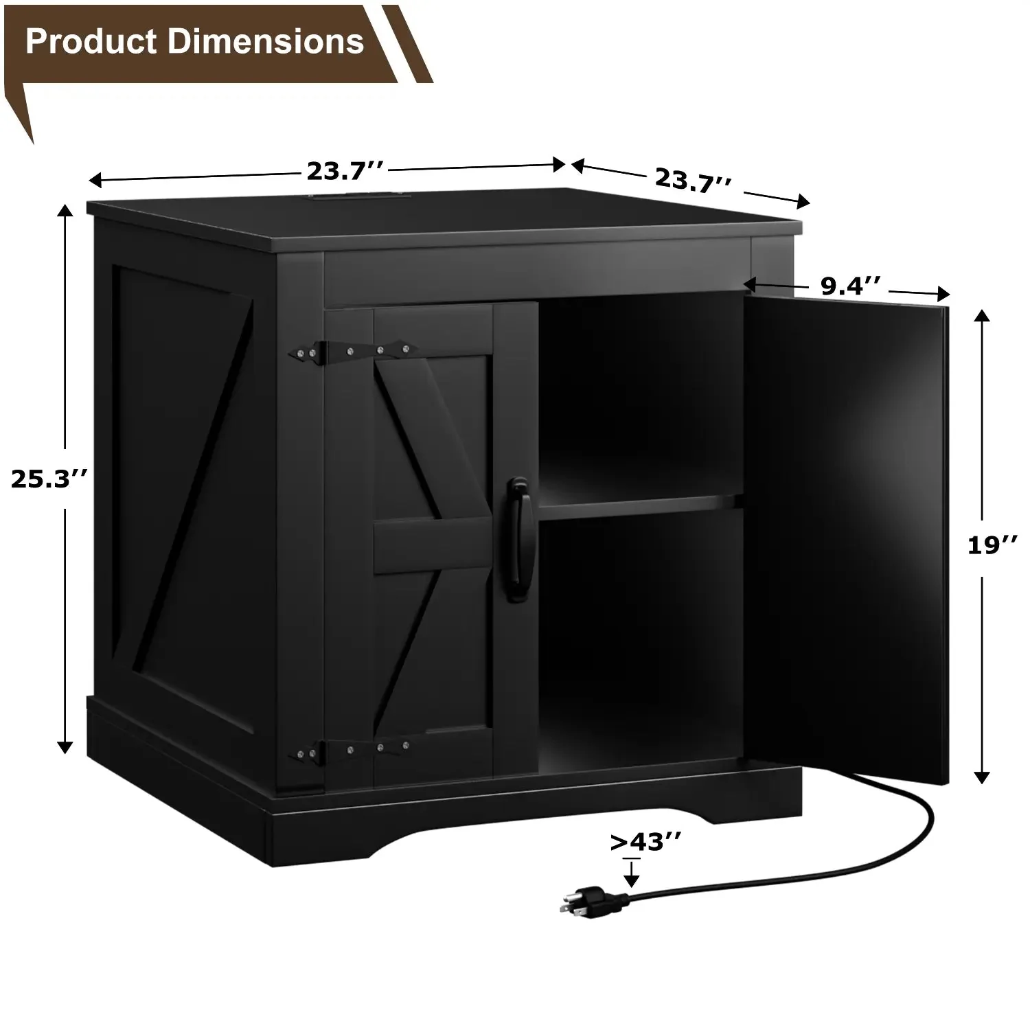 VITESSE 24" Large Sofa Side Table with Charging Station - Image 9