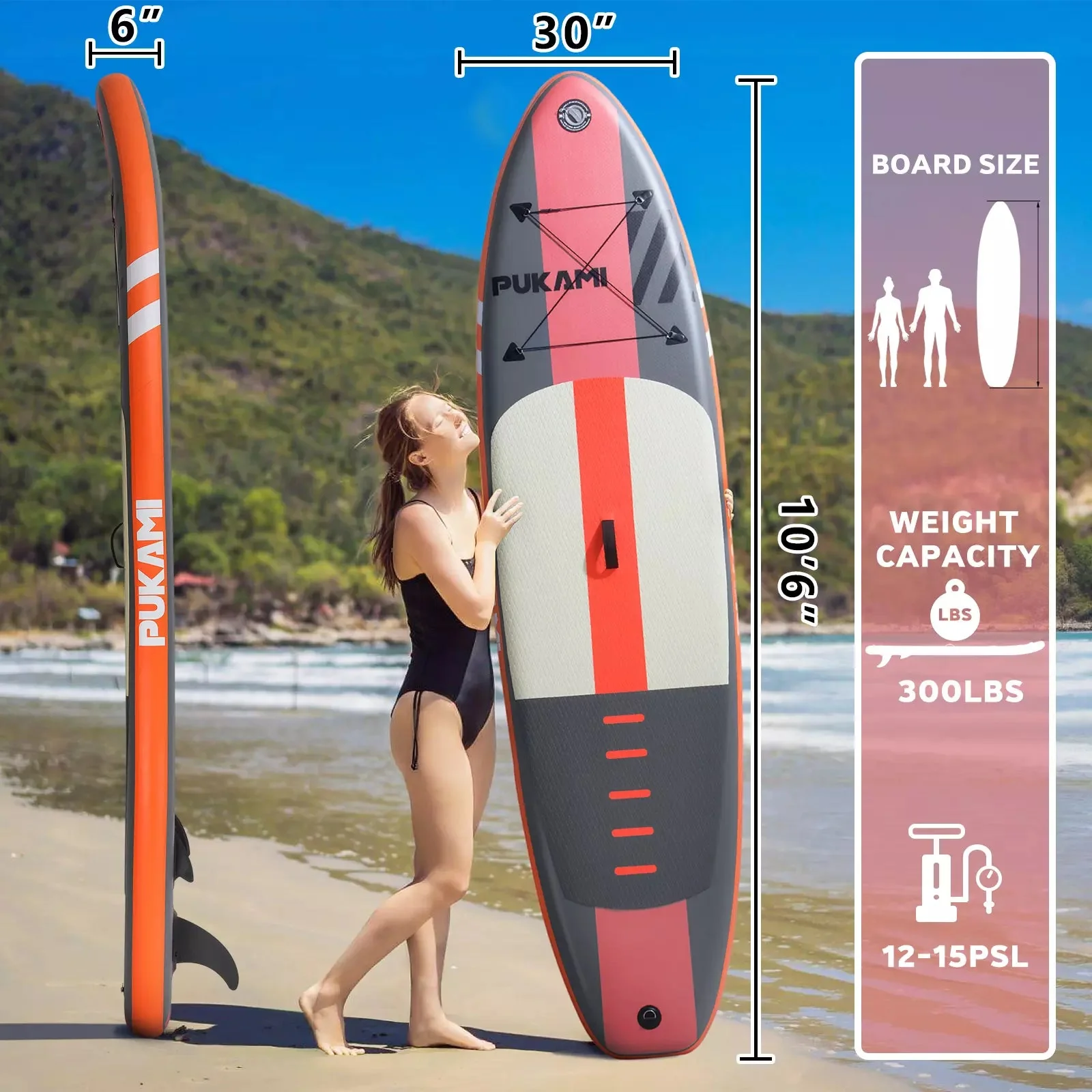 VITESSE 10'6" Inflatable Stand Up Paddle Board with Premium SUP Paddle Board - Image 16