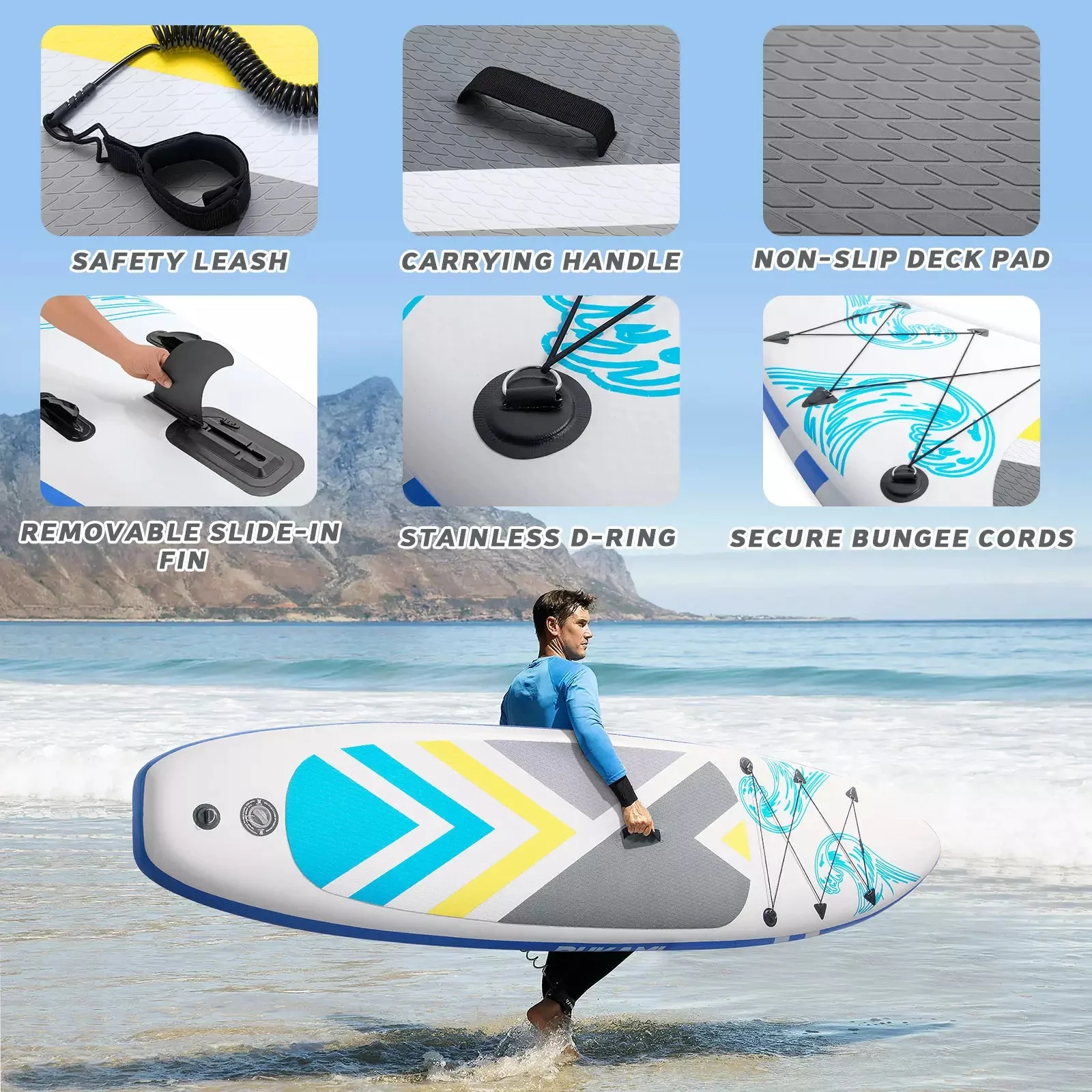 VITESSE 10'6" Inflatable Stand Up Paddle Board with Premium SUP Paddle Board - Image 3