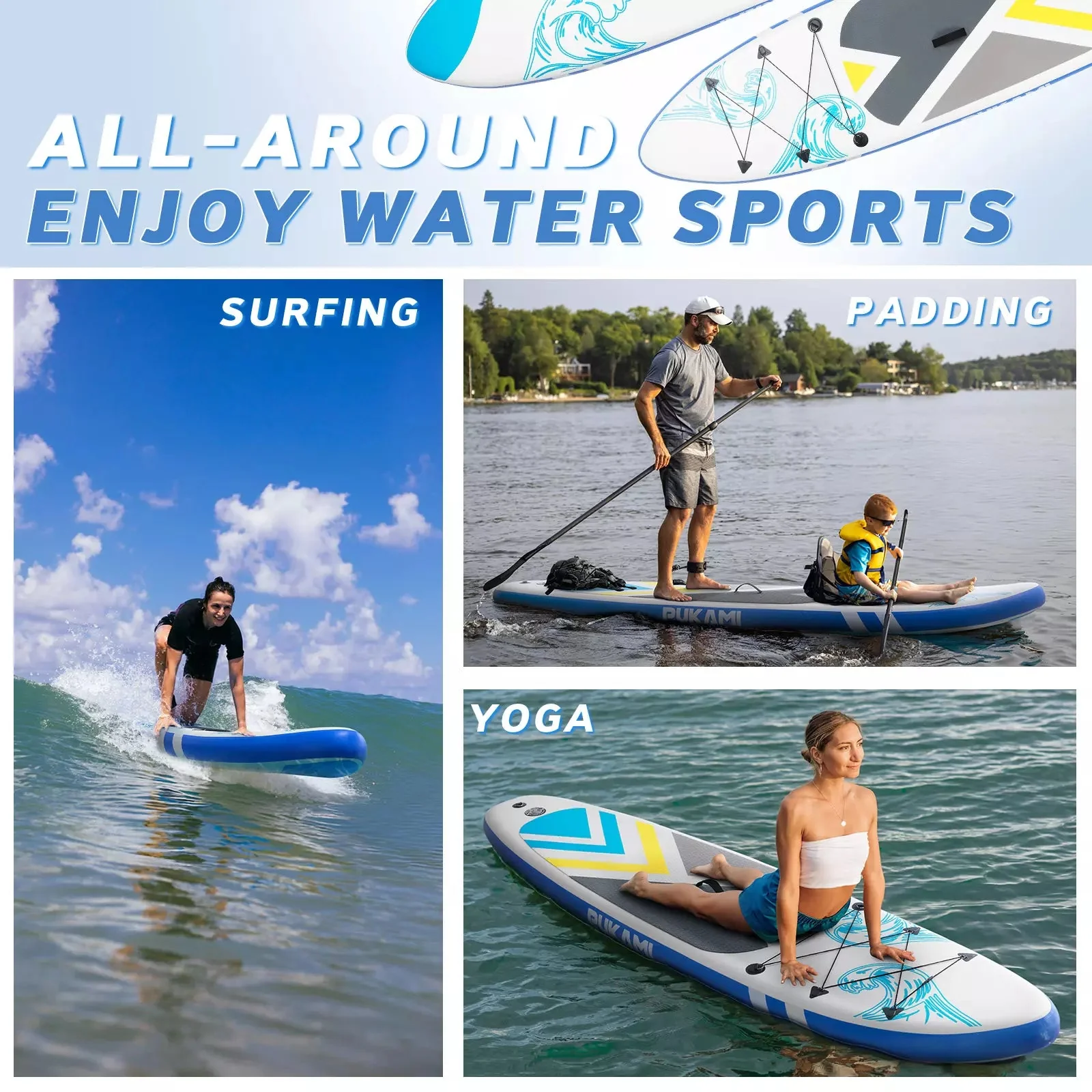 VITESSE 10'6" Inflatable Stand Up Paddle Board with Premium SUP Paddle Board - Image 5