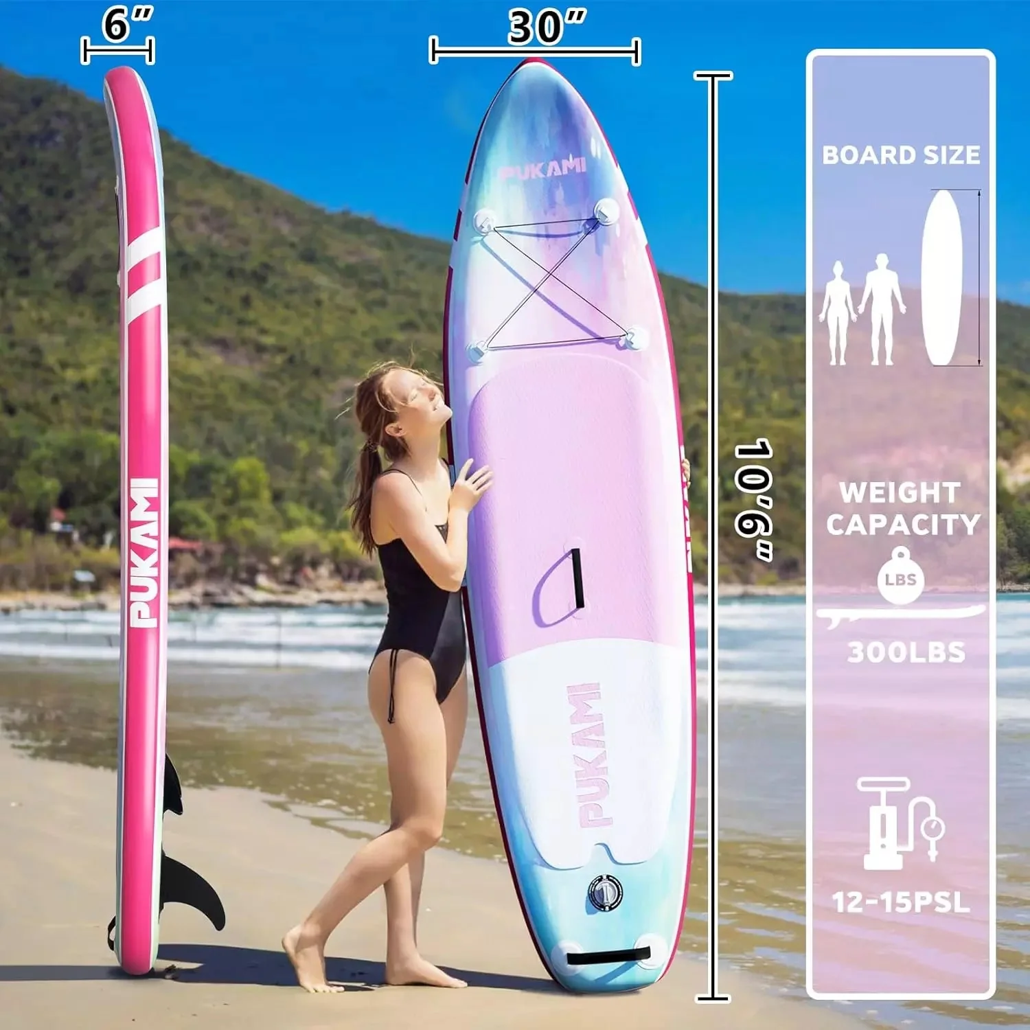 VITESSE 10'6" Inflatable Stand Up Paddle Board with Premium SUP Paddle Board - Image 9