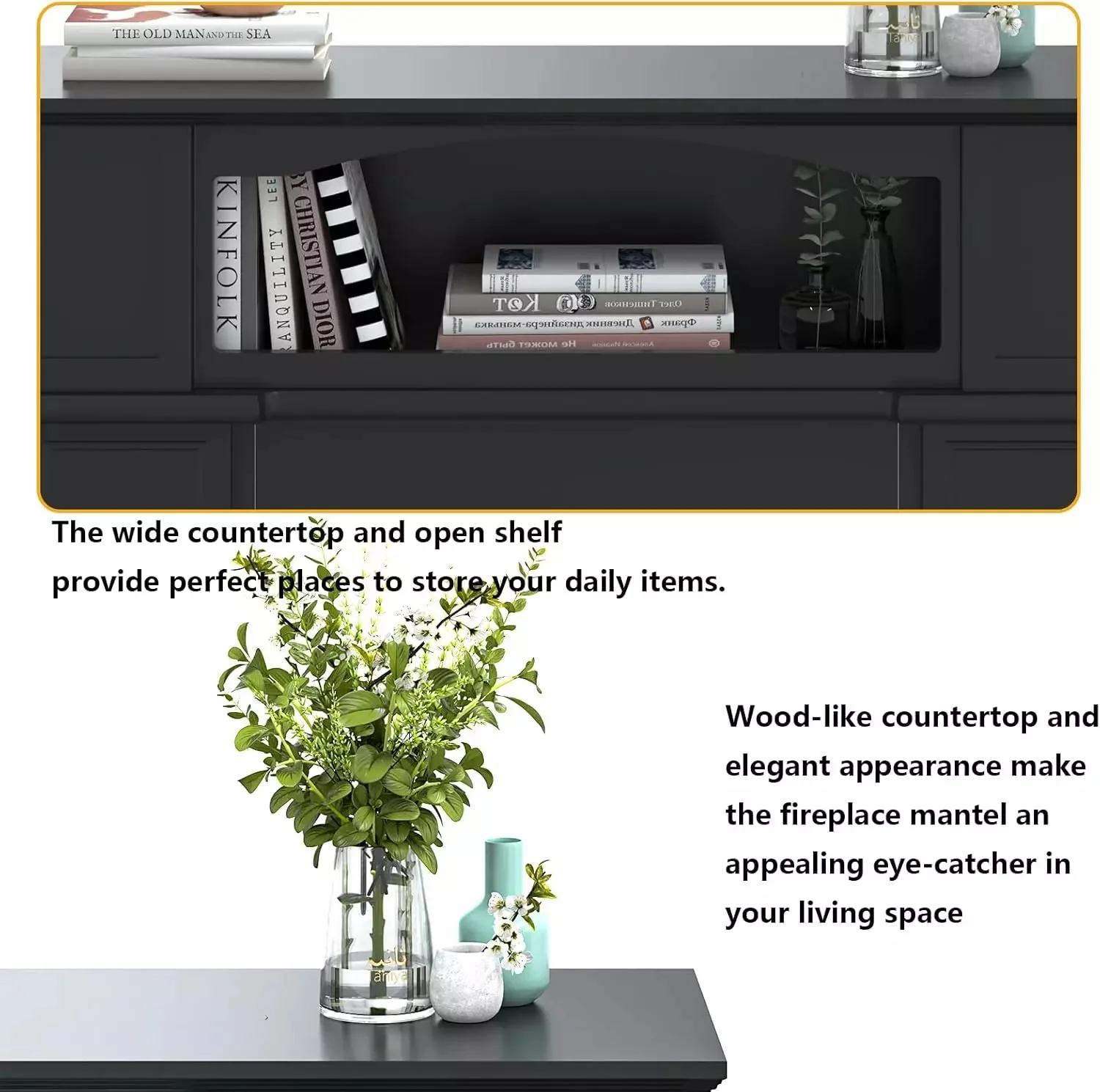 Vitesse 43" Electric Fireplace with Mantel, 23 inch Electric Fireplace Insert - Image 12