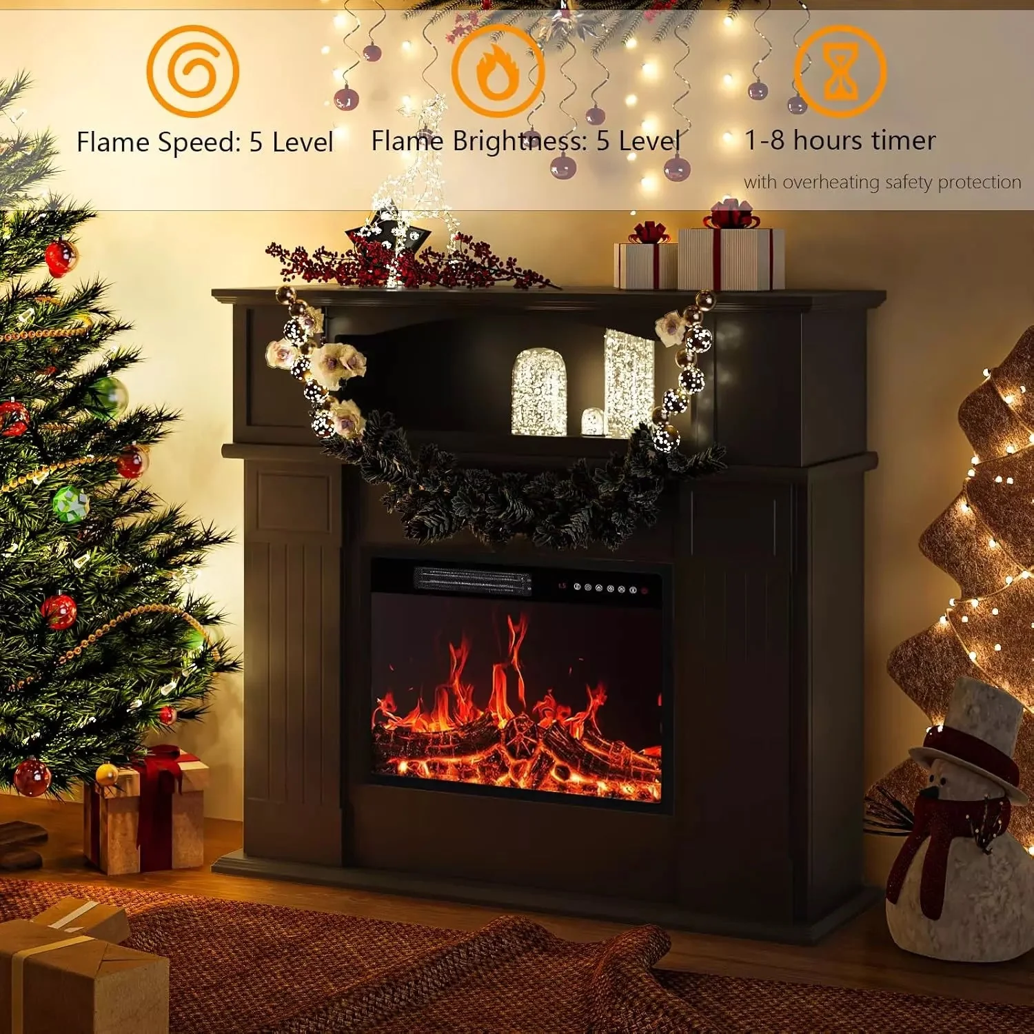 Vitesse 43" Electric Fireplace with Mantel, 23 inch Electric Fireplace Insert - Image 13