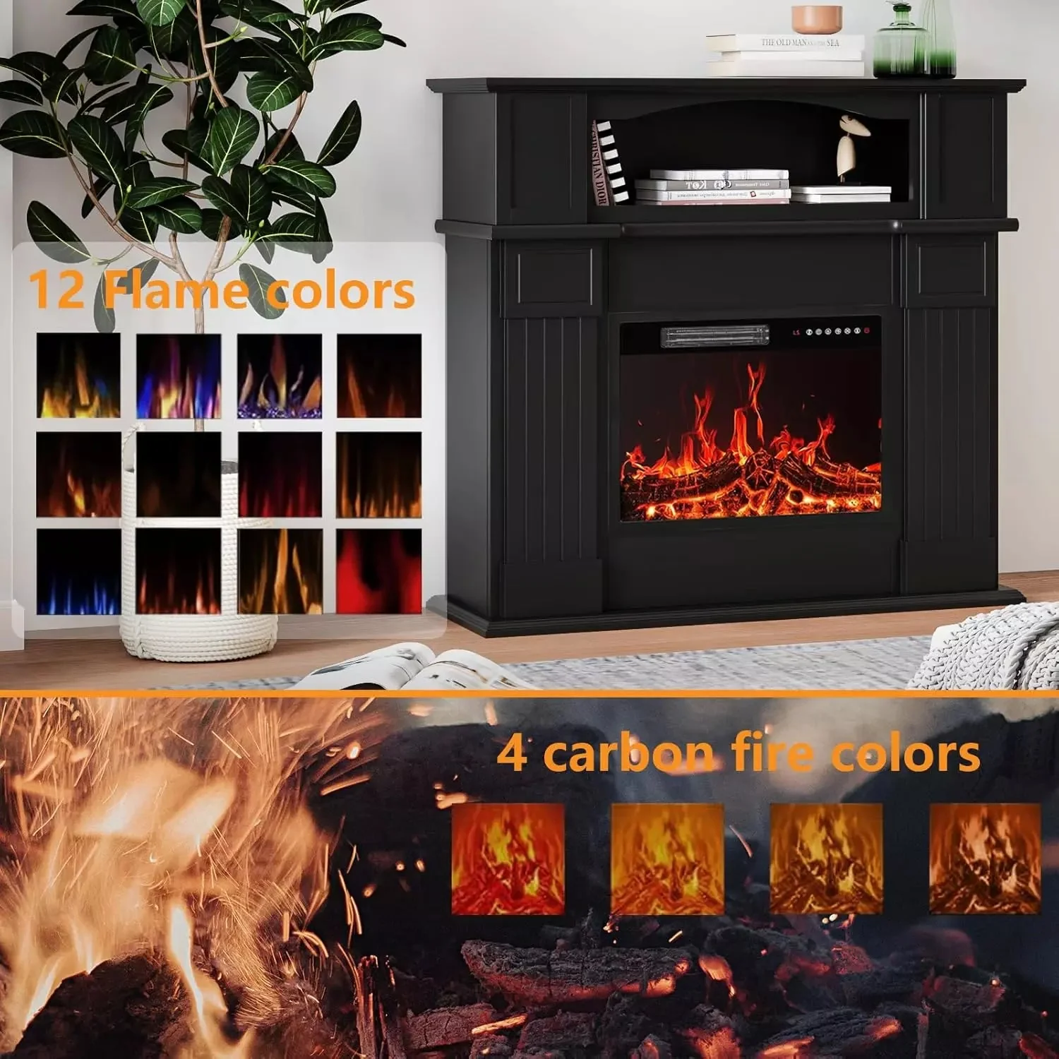 Vitesse 43" Electric Fireplace with Mantel, 23 inch Electric Fireplace Insert - Image 14