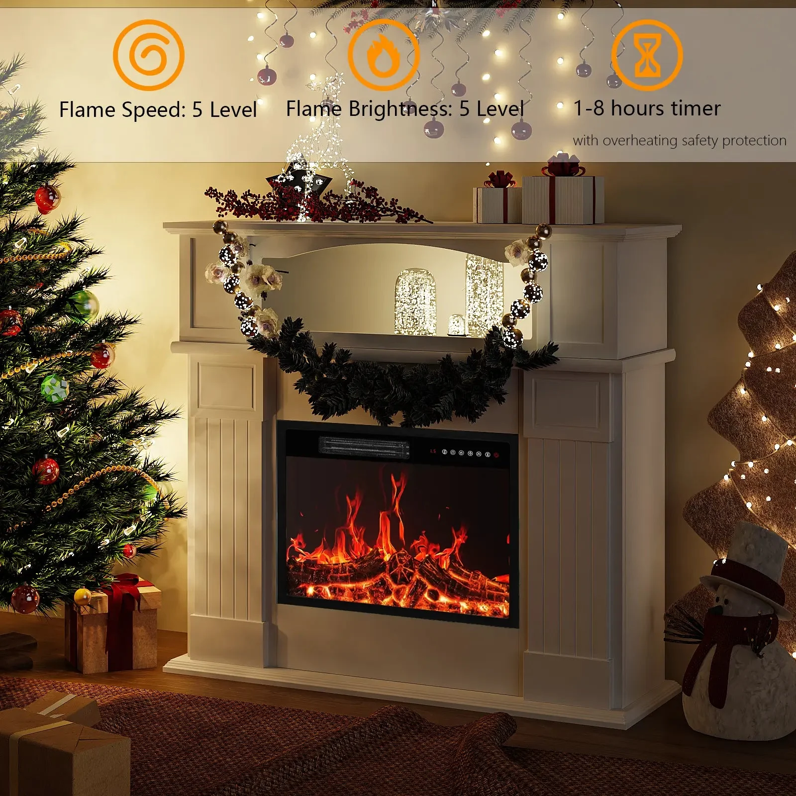 Vitesse 43" Electric Fireplace with Mantel, 23 inch Electric Fireplace Insert - Image 4