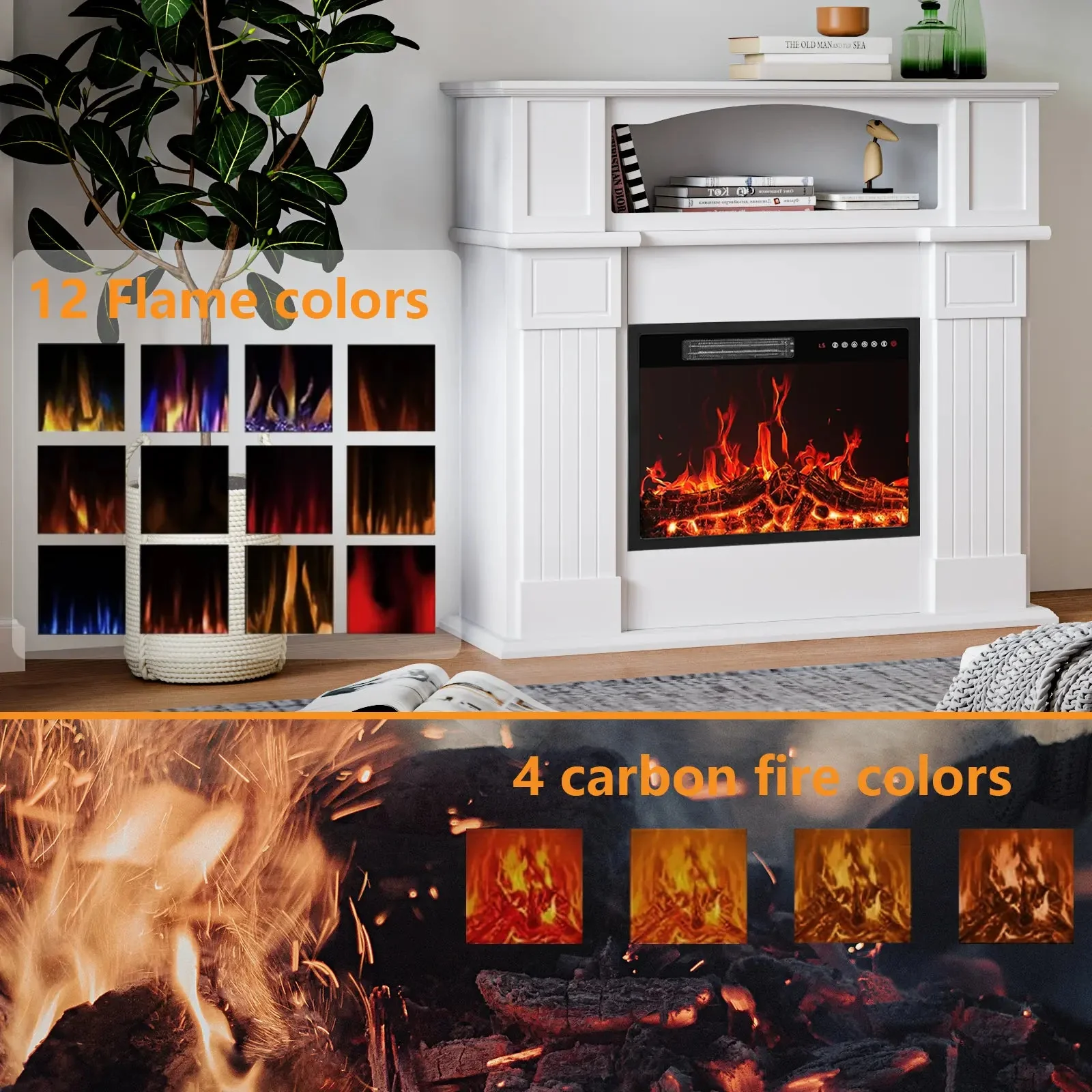 Vitesse 43" Electric Fireplace with Mantel, 23 inch Electric Fireplace Insert - Image 6