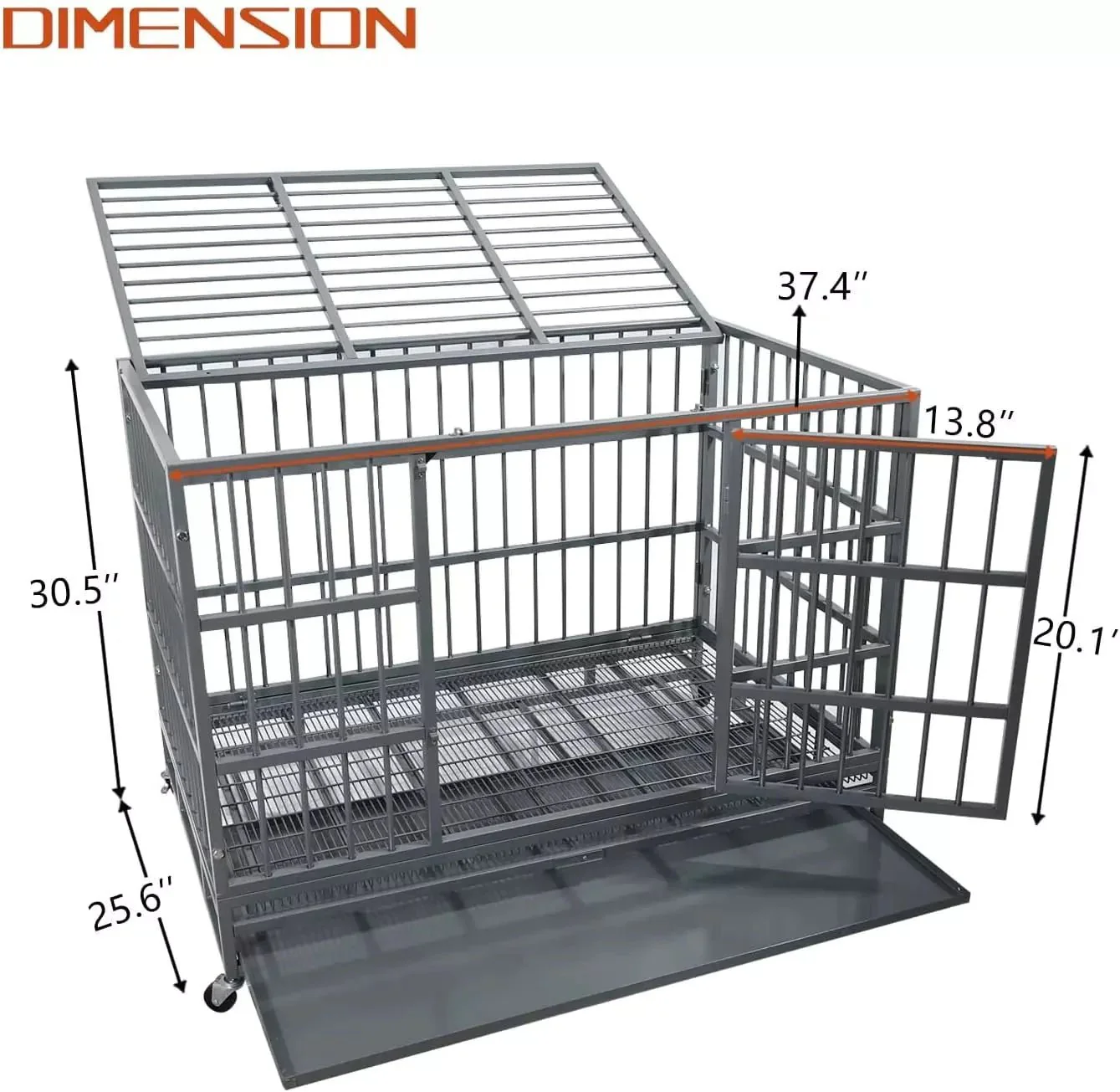 WALEAF 48/38 inch Heavy Duty Indestructible Metal Dog Crate DC01 - Image 11