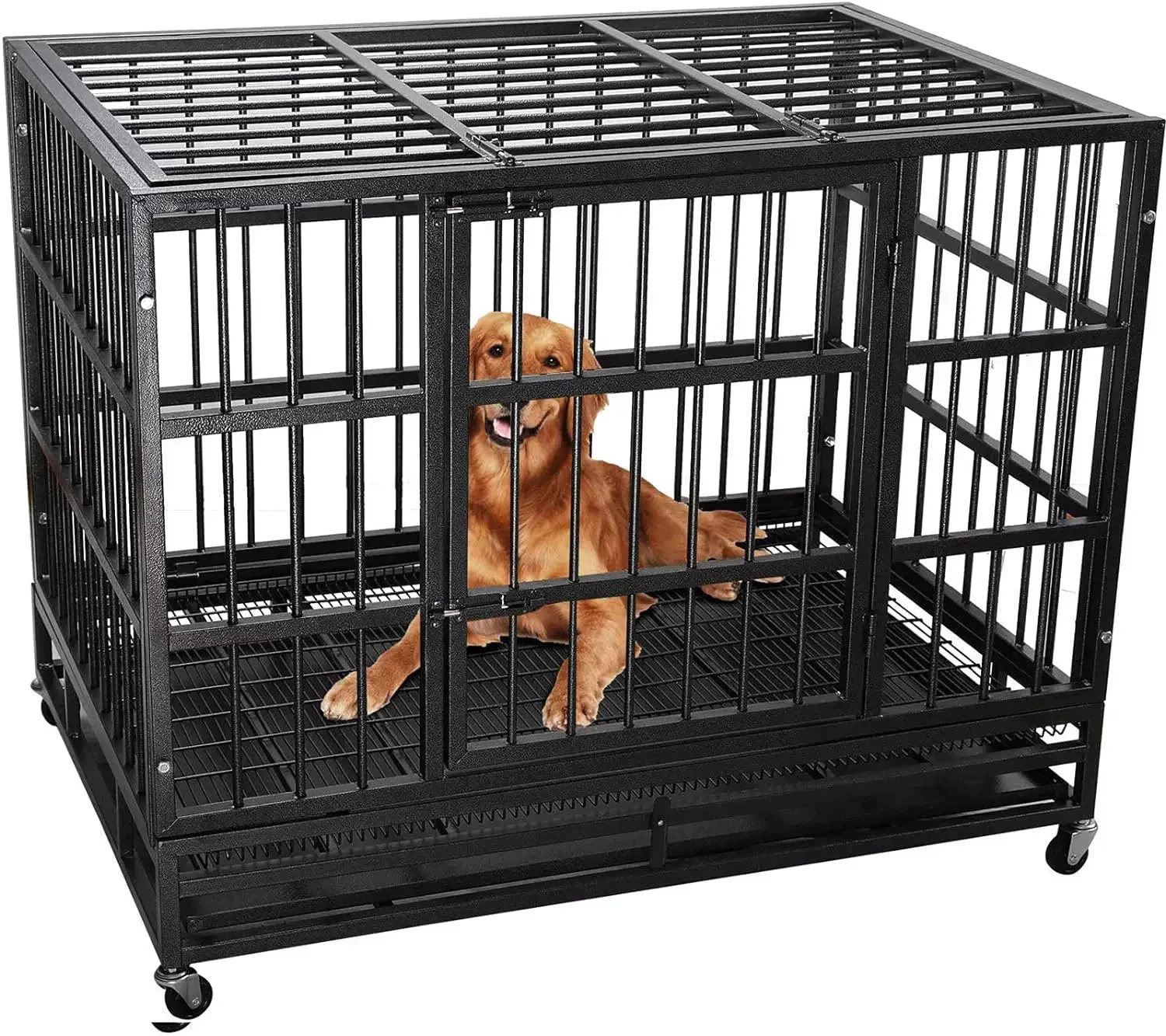 WALEAF 48/38 inch Heavy Duty Indestructible Metal Dog Crate DC01 - Image 17