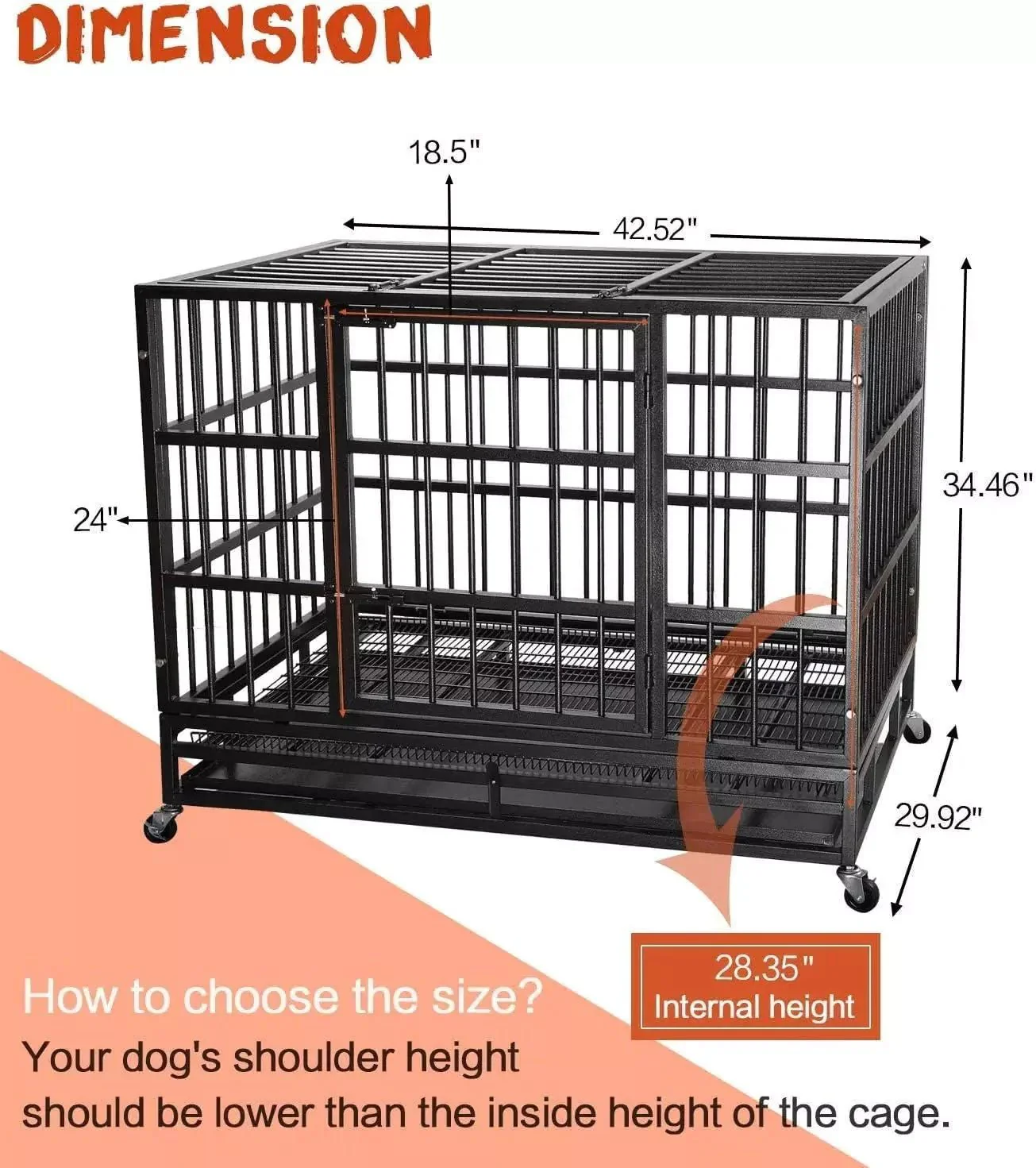 WALEAF 48/38 inch Heavy Duty Indestructible Metal Dog Crate DC01 - Image 20