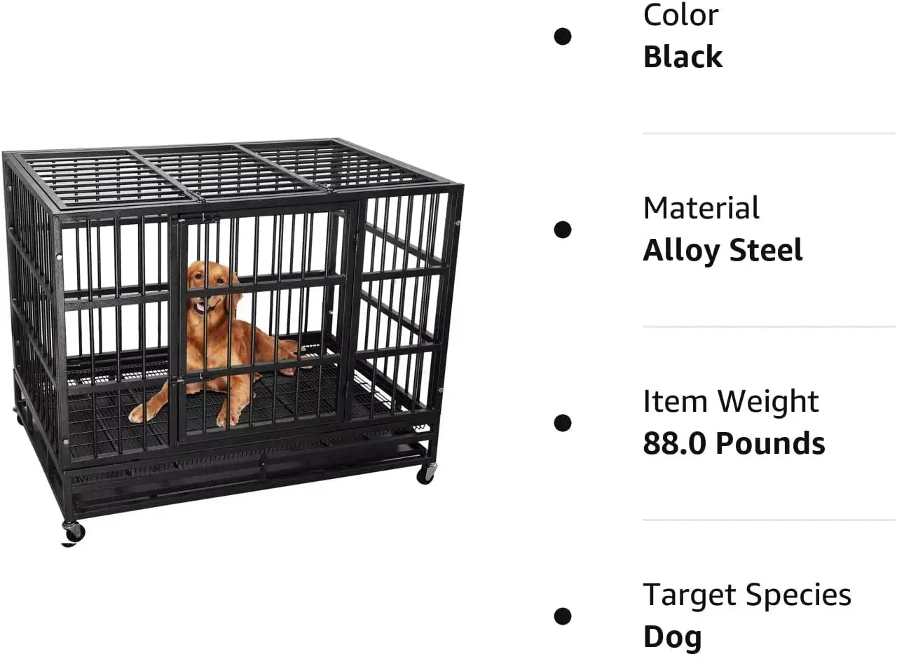 WALEAF 48/38 inch Heavy Duty Indestructible Metal Dog Crate DC01 - Image 24