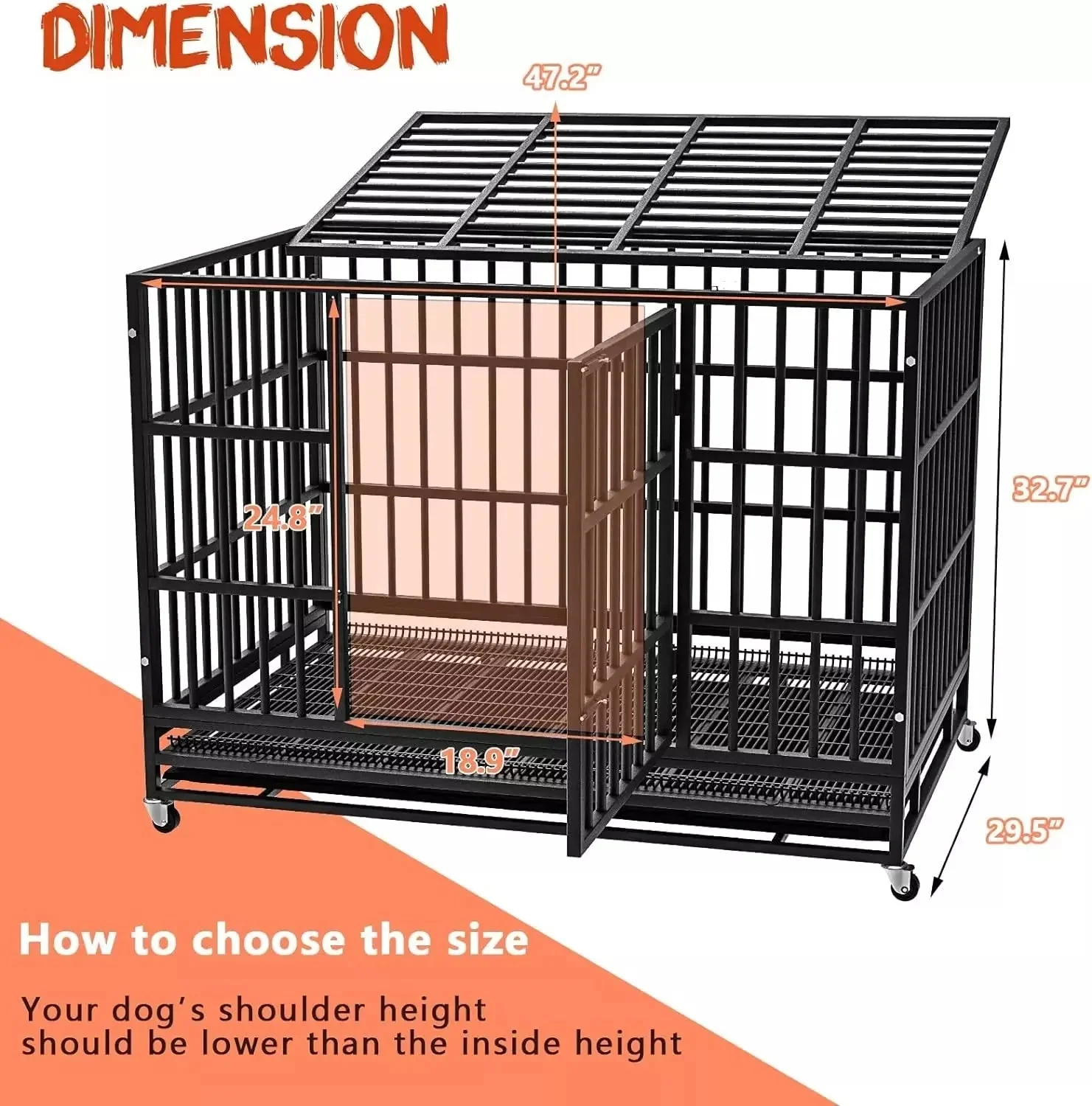 WALEAF 48/38 inch Heavy Duty Indestructible Metal Dog Crate DC01 - Image 31