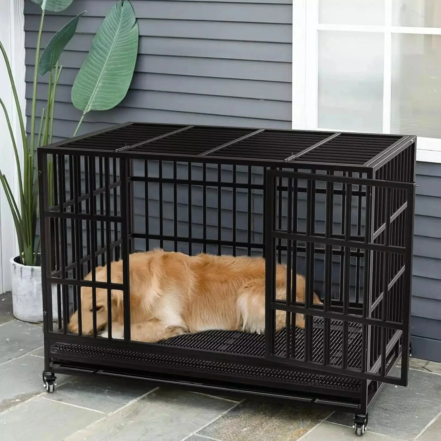 WALEAF 48/38 inch Heavy Duty Indestructible Metal Dog Crate DC01 - Image 32