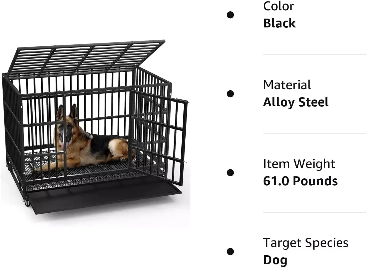 WALEAF 48/38 inch Heavy Duty Indestructible Metal Dog Crate DC01 - Image 33