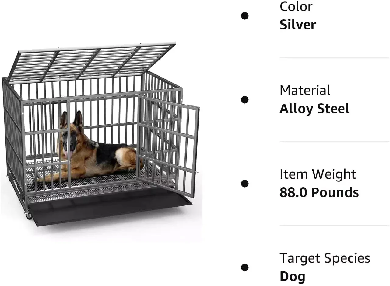 WALEAF 48/38 inch Heavy Duty Indestructible Metal Dog Crate DC01 - Image 42
