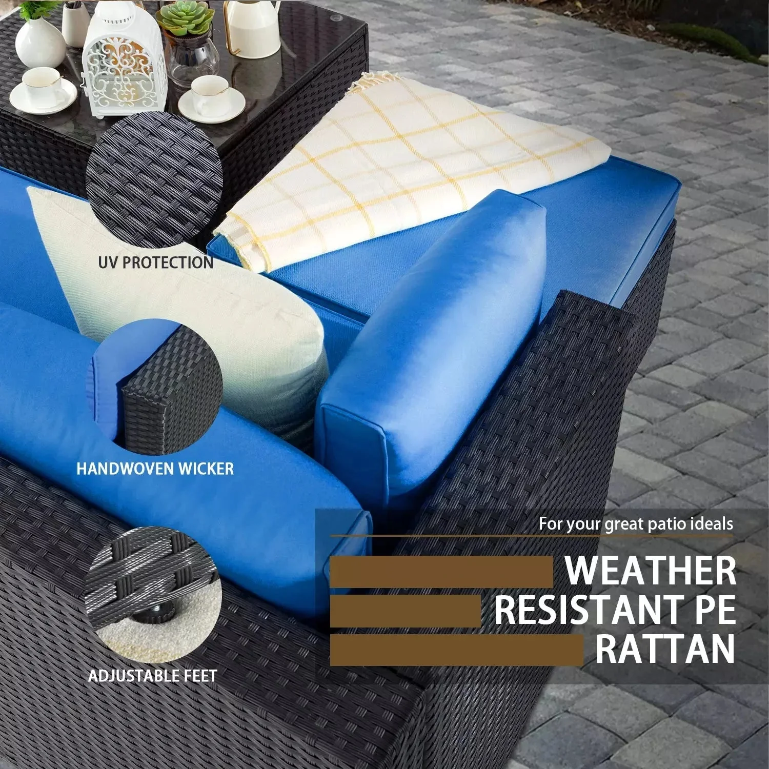 Vitesse 5 Pieces L Shaped Modular Patio Furniture Sets with Ottoman - Image 11